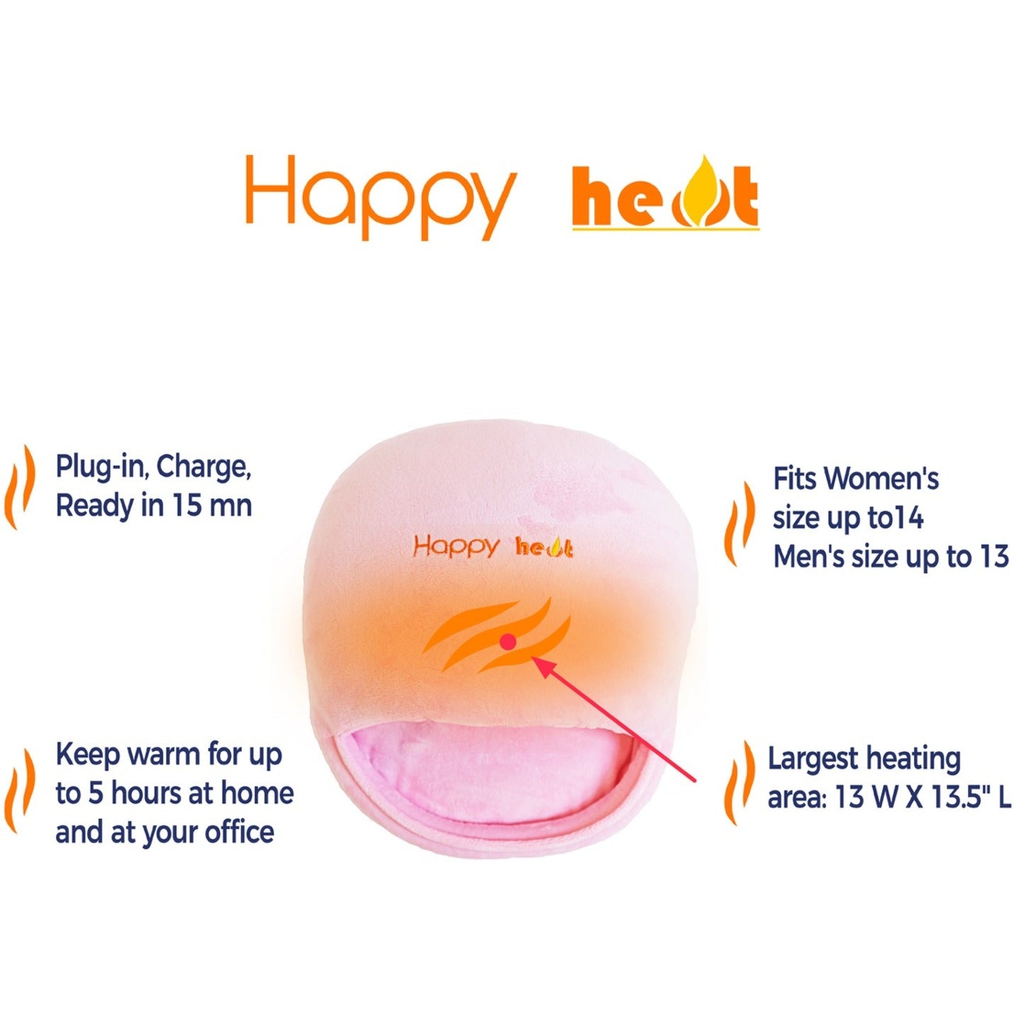 Happy Heat Electric Rechargeable Foot Warmer - Pink [Discontinued]