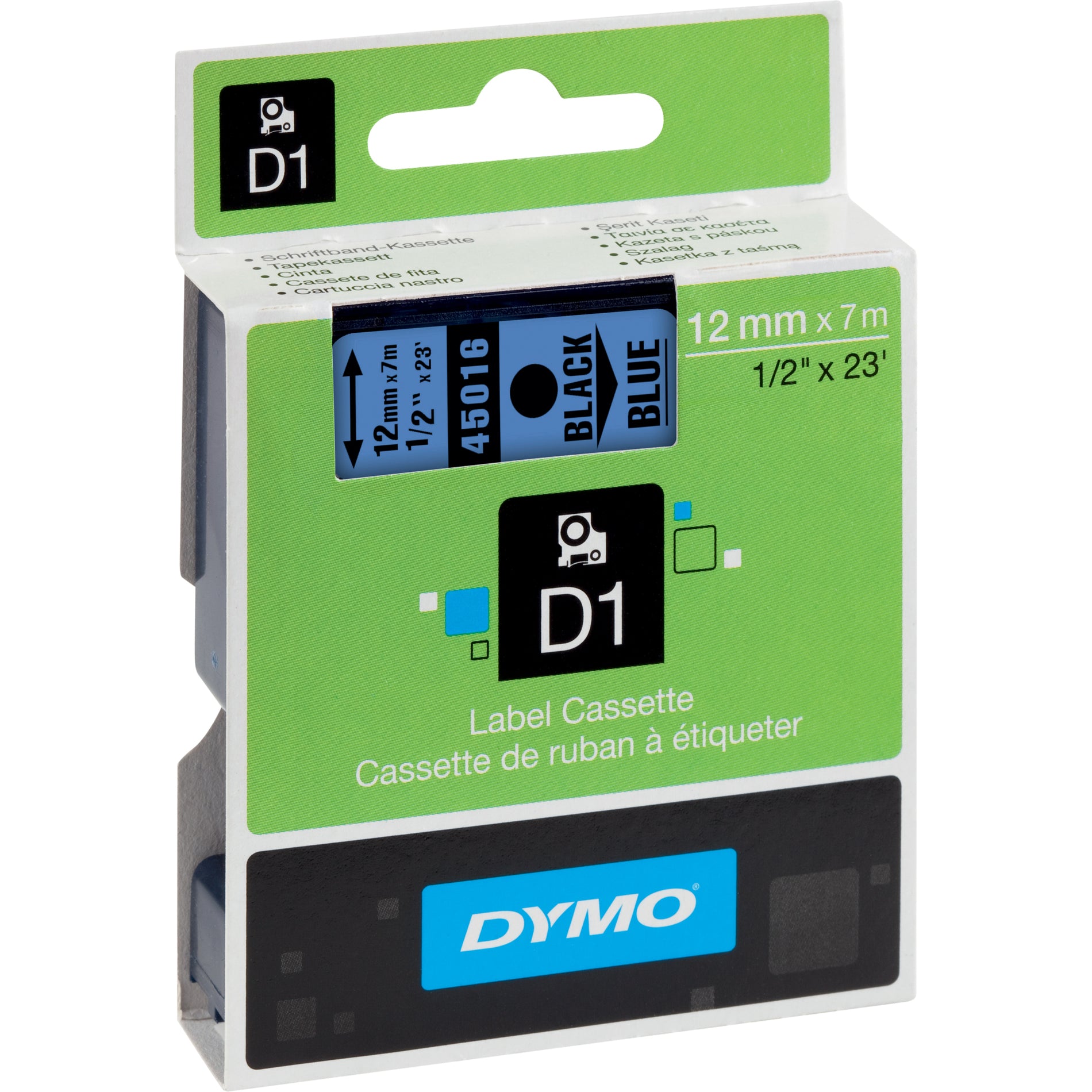Dymo S0720560 D1 45016 Standard Labelling Tape, Glossy Blue, Oil & Solvent Resistant