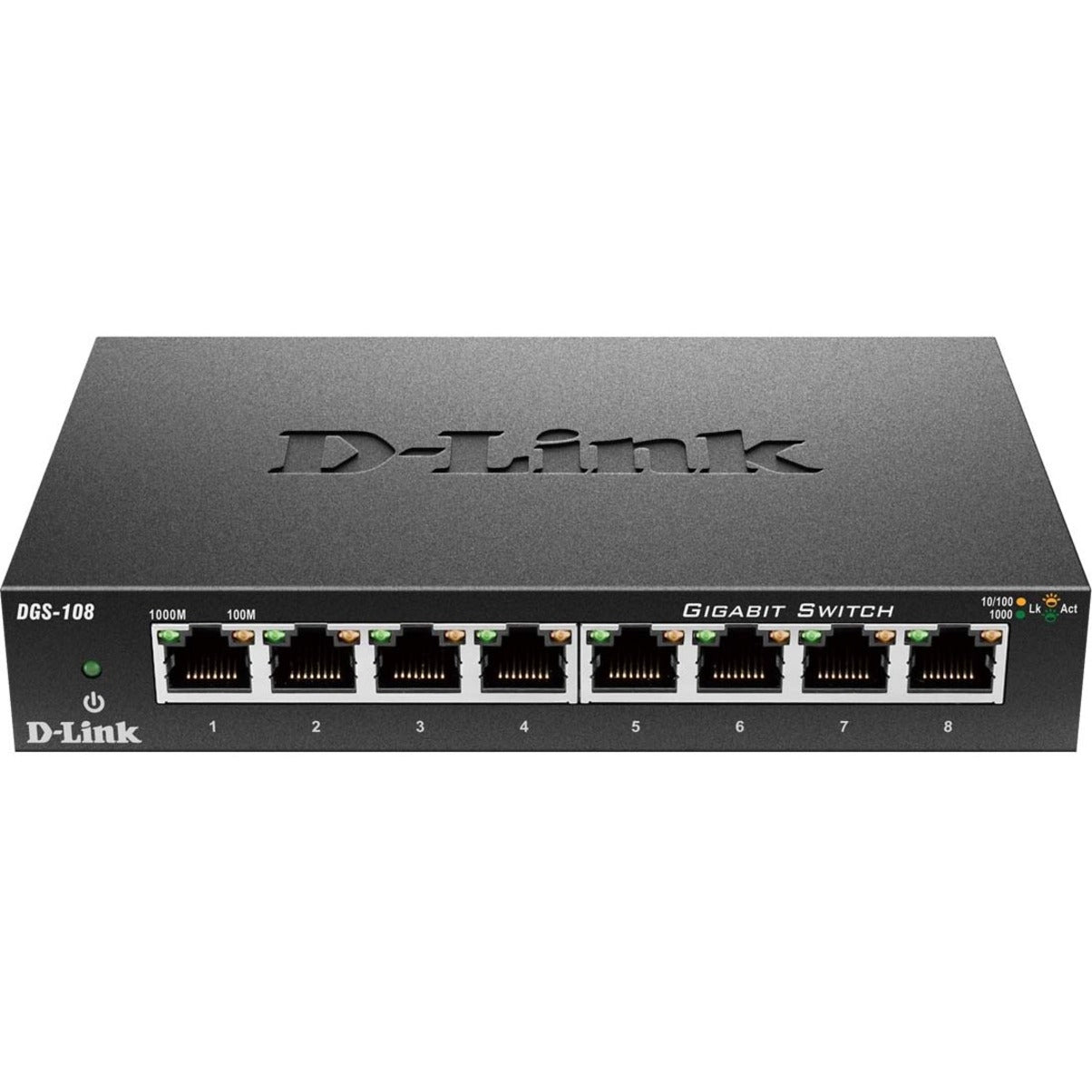 D-Link DGS-108 Unmanaged 8-Port Gigabit Ethernet Switch, Metal Desktop, 5-Year Warranty, Free Technical Support