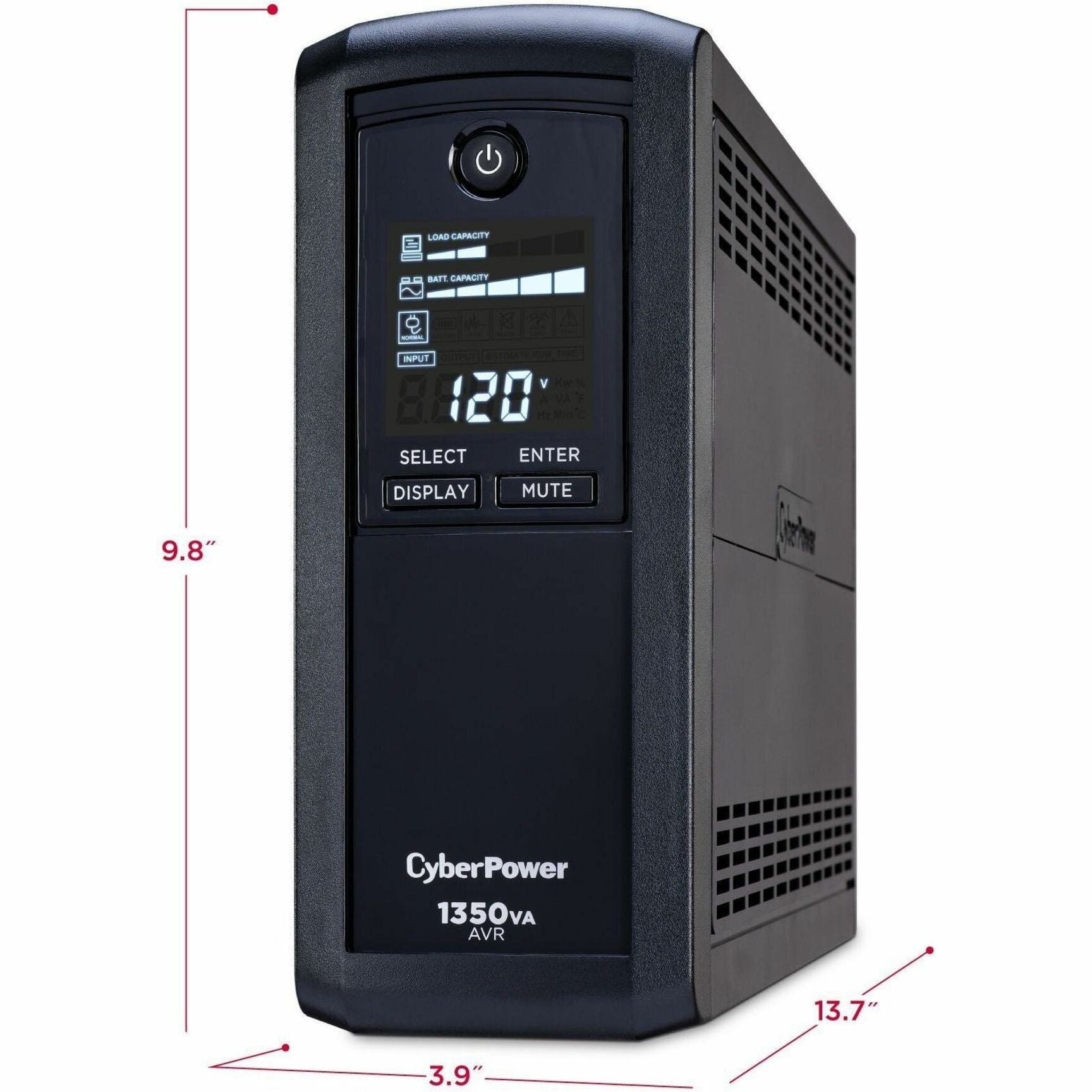 CyberPower CP1350AVRLCD3 Intelligent LCD UPS, 1350VA Mini-tower UPS, 3 Year Warranty, Energy Star, RoHS Certified