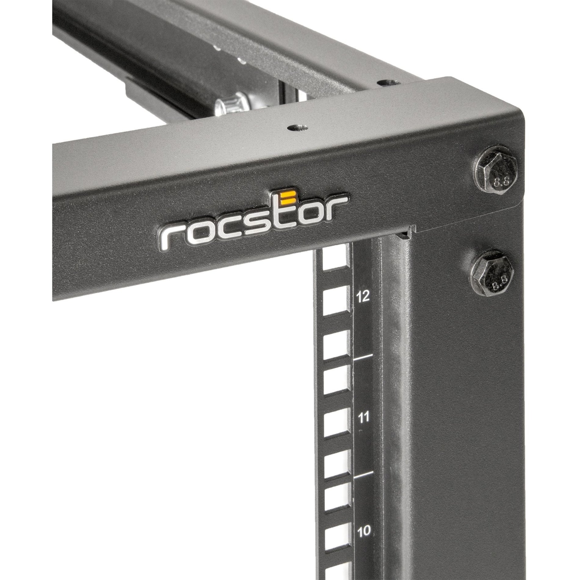 Rocstor Y10E008-B1 SolidRack Rack Frame, 12U Open Frame, Adjustable Depth, Black