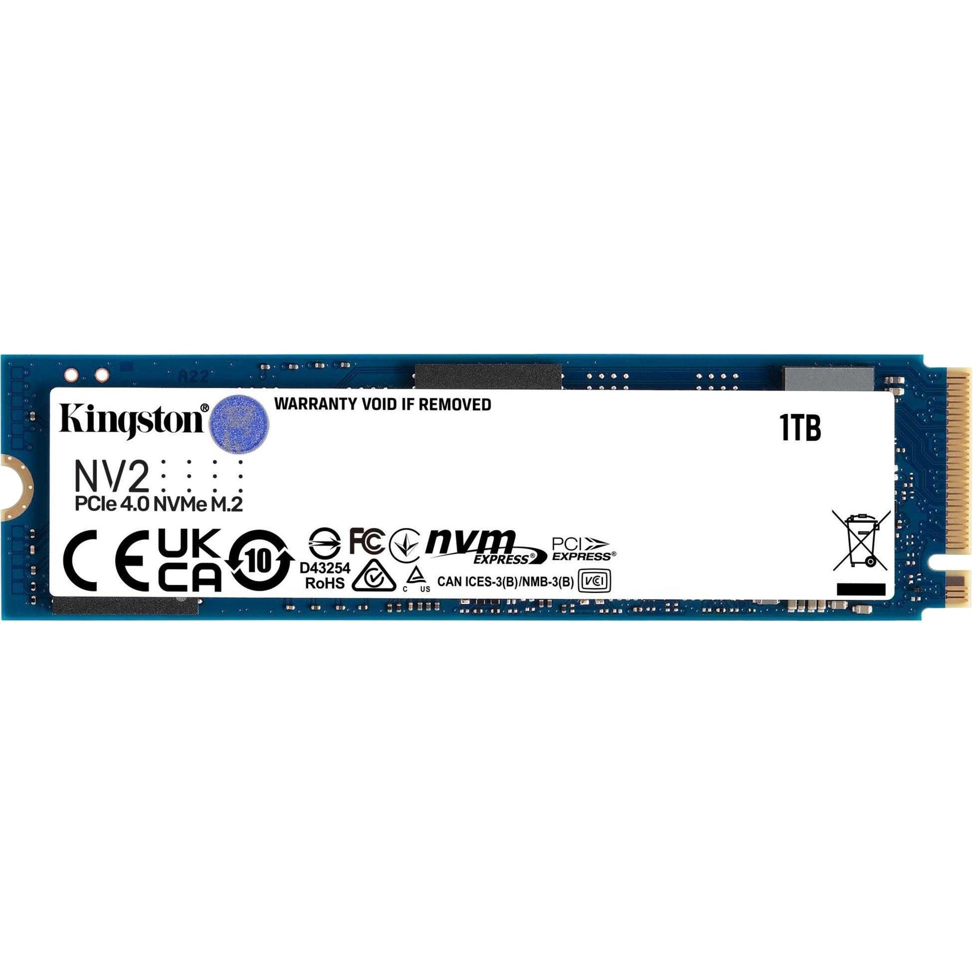 Kingston SNV2S/1000G NV2 PCIe 4.0 NVMe SSD, 1TB M.2 2280 Internal Solid State Drive, Up to 3500 MB/s