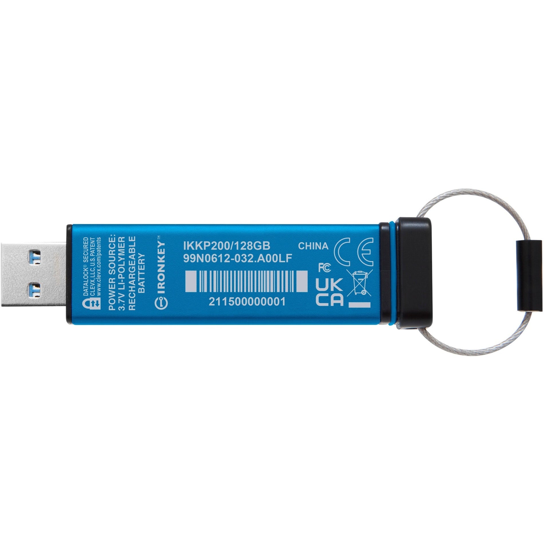 Kingston IKKP200/128GB Keypad 200 USB 3.2 (Gen 1) Type A Flash Drive, 128GB AES-256 Encrypted