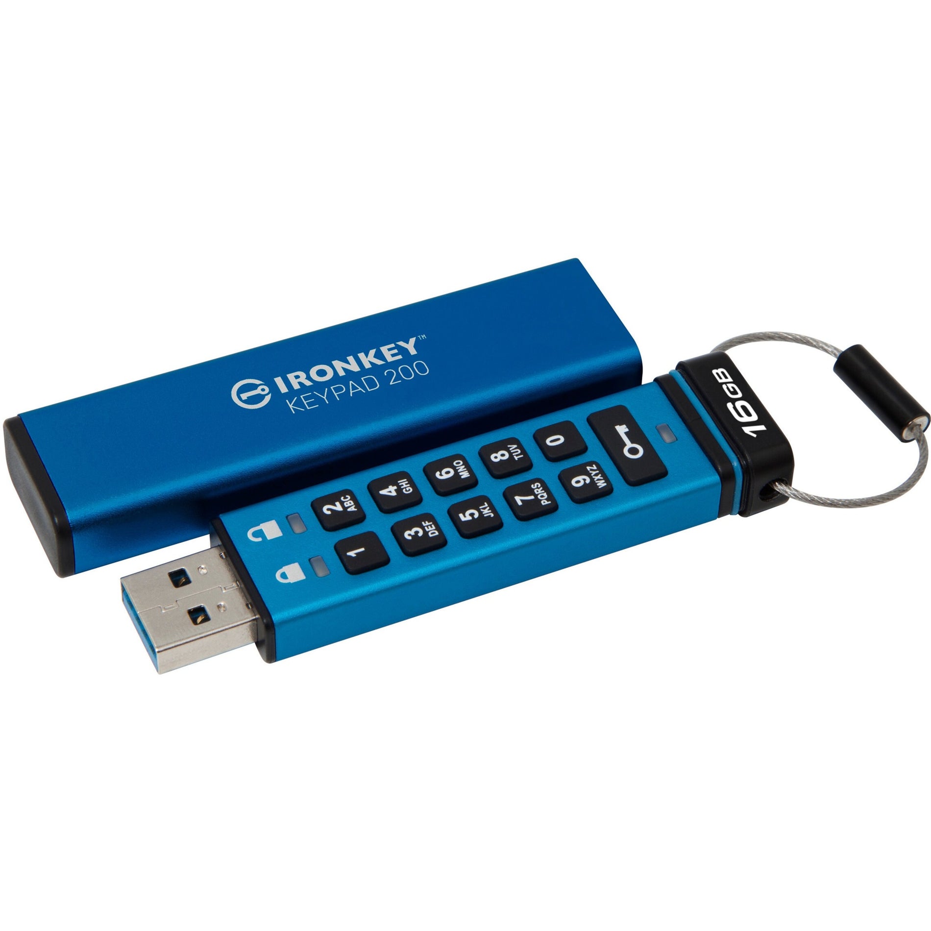 Kingston IKKP200/16GB Keypad 200 16GB USB 3.2 (Gen 1) Type A Flash Drive, FIPS 140-3 Lvl 3 AES-256 Encrypted