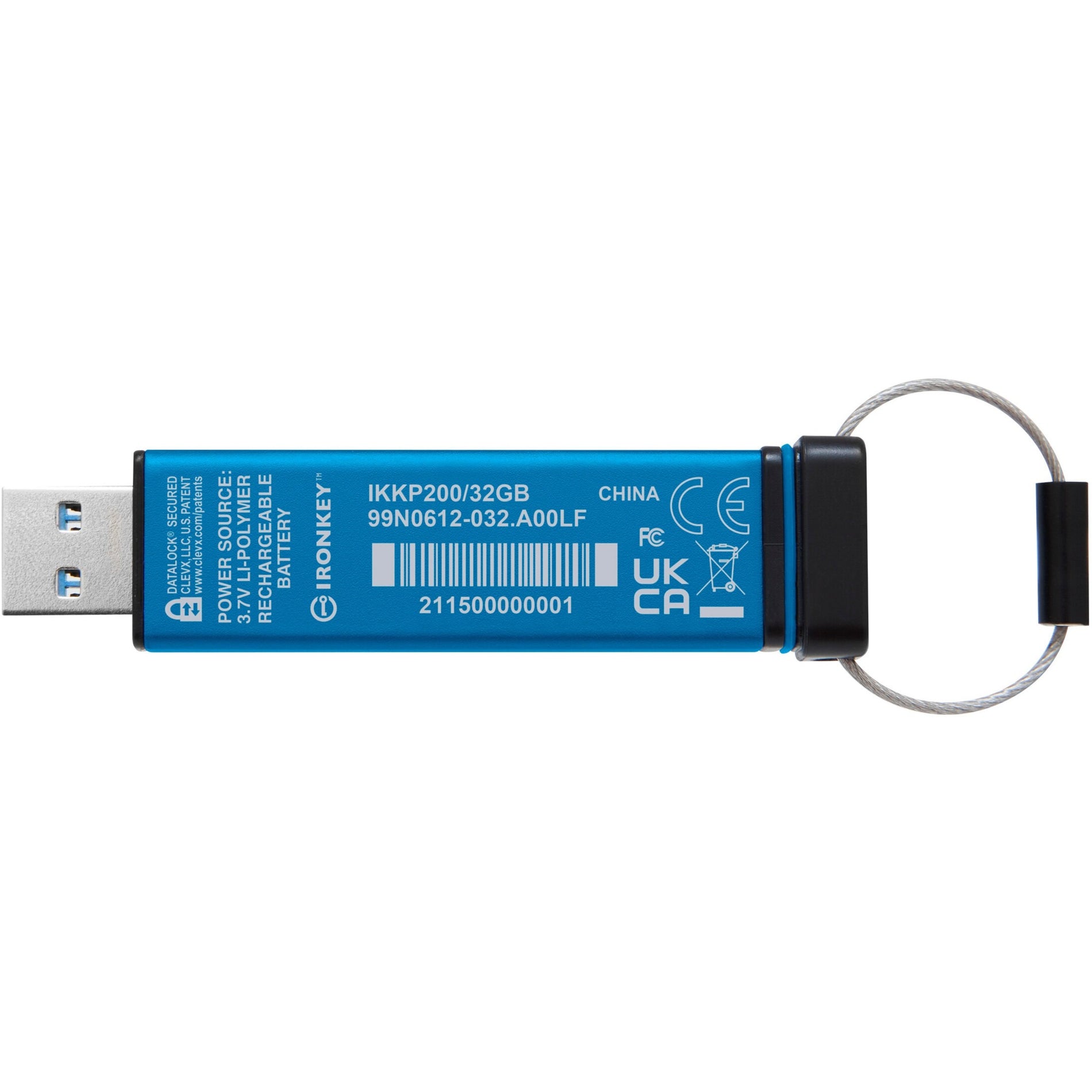 Kingston IKKP200/32GB Keypad 200 32GB USB 3.2 (Gen 1) Type A Flash Drive, FIPS 140-3 Lvl 3 AES-256 Encrypted