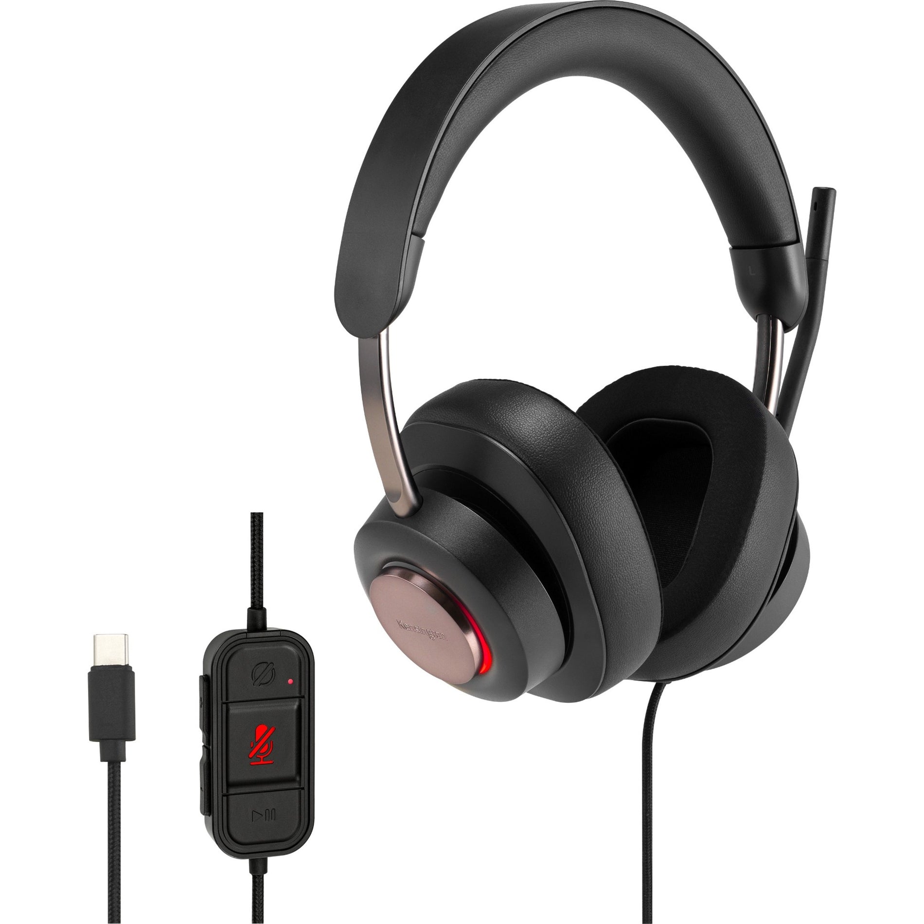 Kensington K83451WW H2000 USB-C Over-Ear Headset, LED Indicator, Passive Noise Cancellation, Rotating Microphone, Ergonomic Design