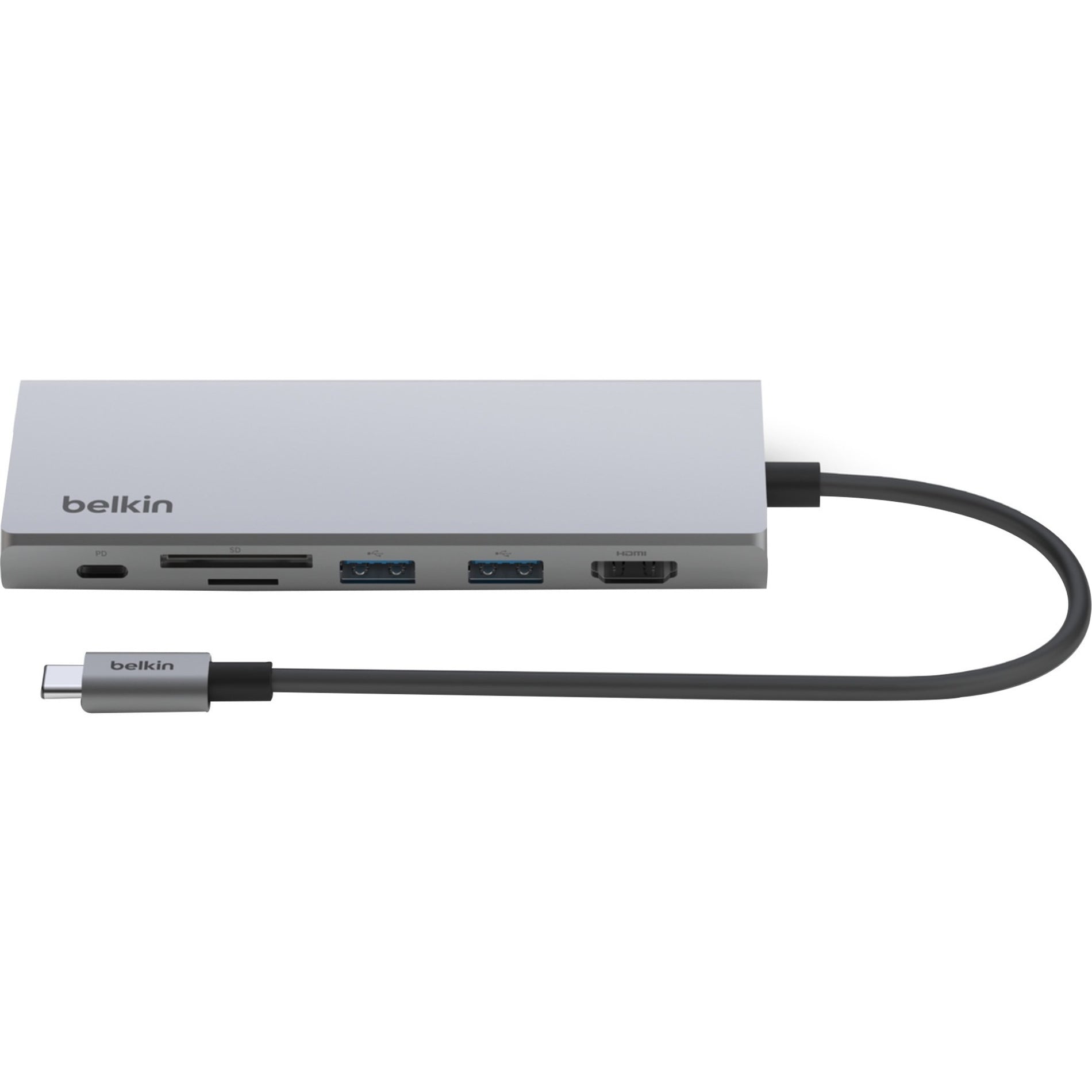Belkin INC009BTSGY USB-C 7-in-1 Multiport Adapter HDMI USB Type-A Thunderbolt 4K Silver