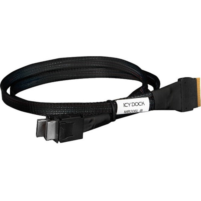 Icy Dock MB206L-B SlimSAS 8i SFF-8654 to 2x OCuLink 4i SFF-8611 Cable - 0.5M, Data Transfer Cable for Enclosure and HBA/RAID Card