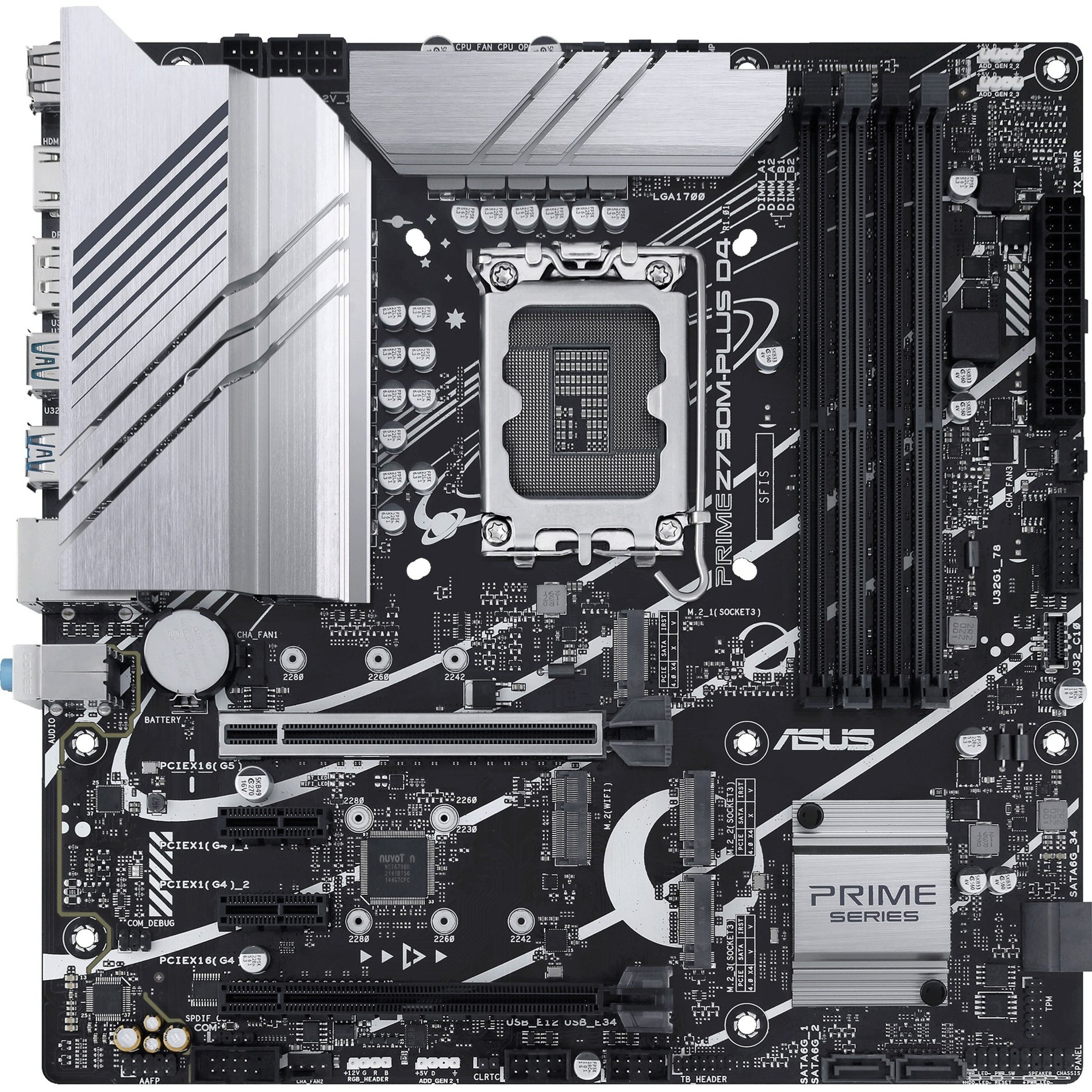 ASUS PRIMEZ790M-PLUSD4 Gaming Desktop Motherboard PCIe 5.0, 3xM.2 slots, 10+1 DrMOS, DDR4, 1 Gb LAN, DP, USB 3.2 Gen 2x2 Type-C, Thunderbolt (USB4) support