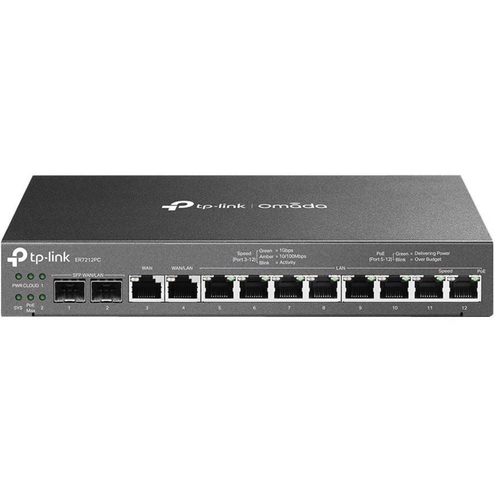 TP-Link ER7212PC Omada 3-in-1 Gigabit VPN Router, 10 Ports, 2 WAN Ports, PoE, Gigabit Ethernet