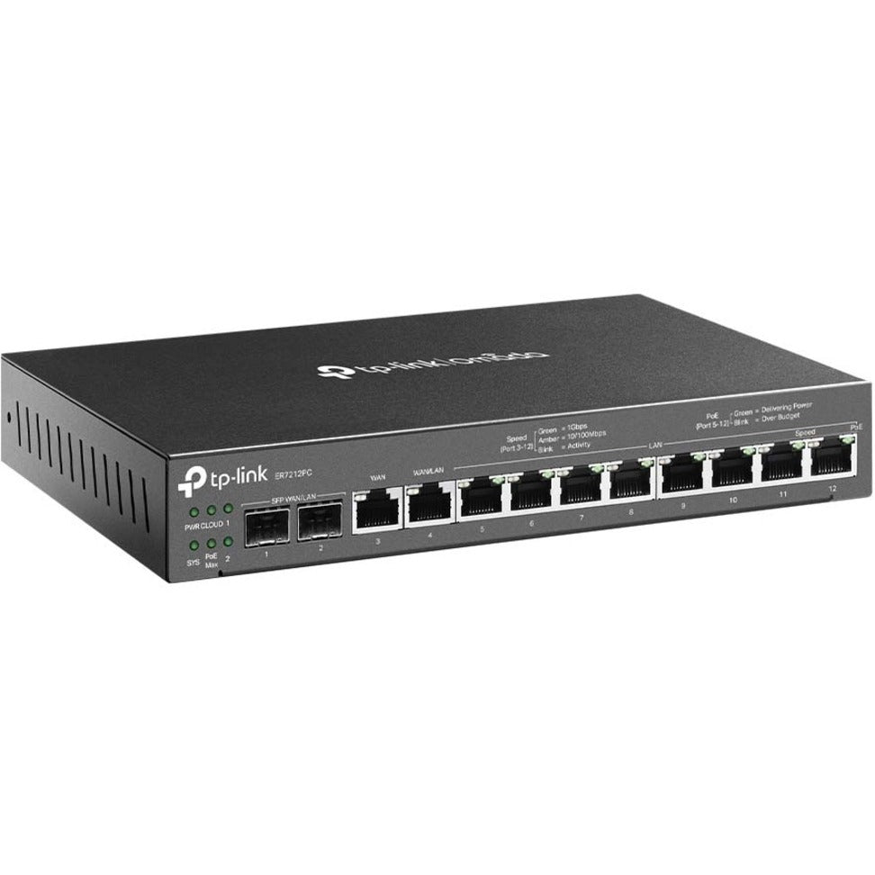 TP-Link ER7212PC Omada 3-in-1 Gigabit VPN Router, 10 Ports, 2 WAN Ports, PoE, Gigabit Ethernet
