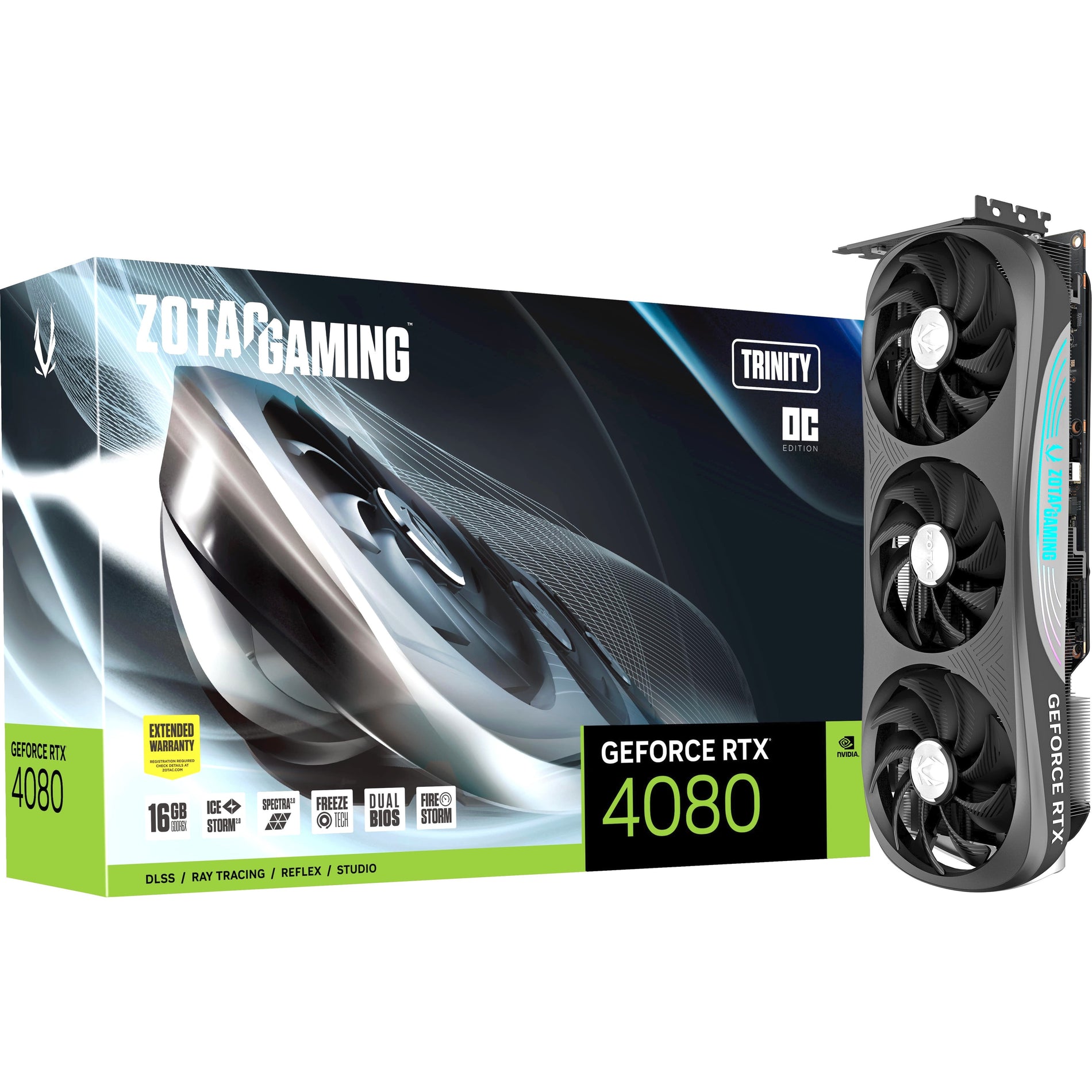Zotac ZT-D40810J-10P GAMING GeForce RTX 4080 16GB Trinity OC Graphic Card, High-Performance Gaming and Immersive Graphics
