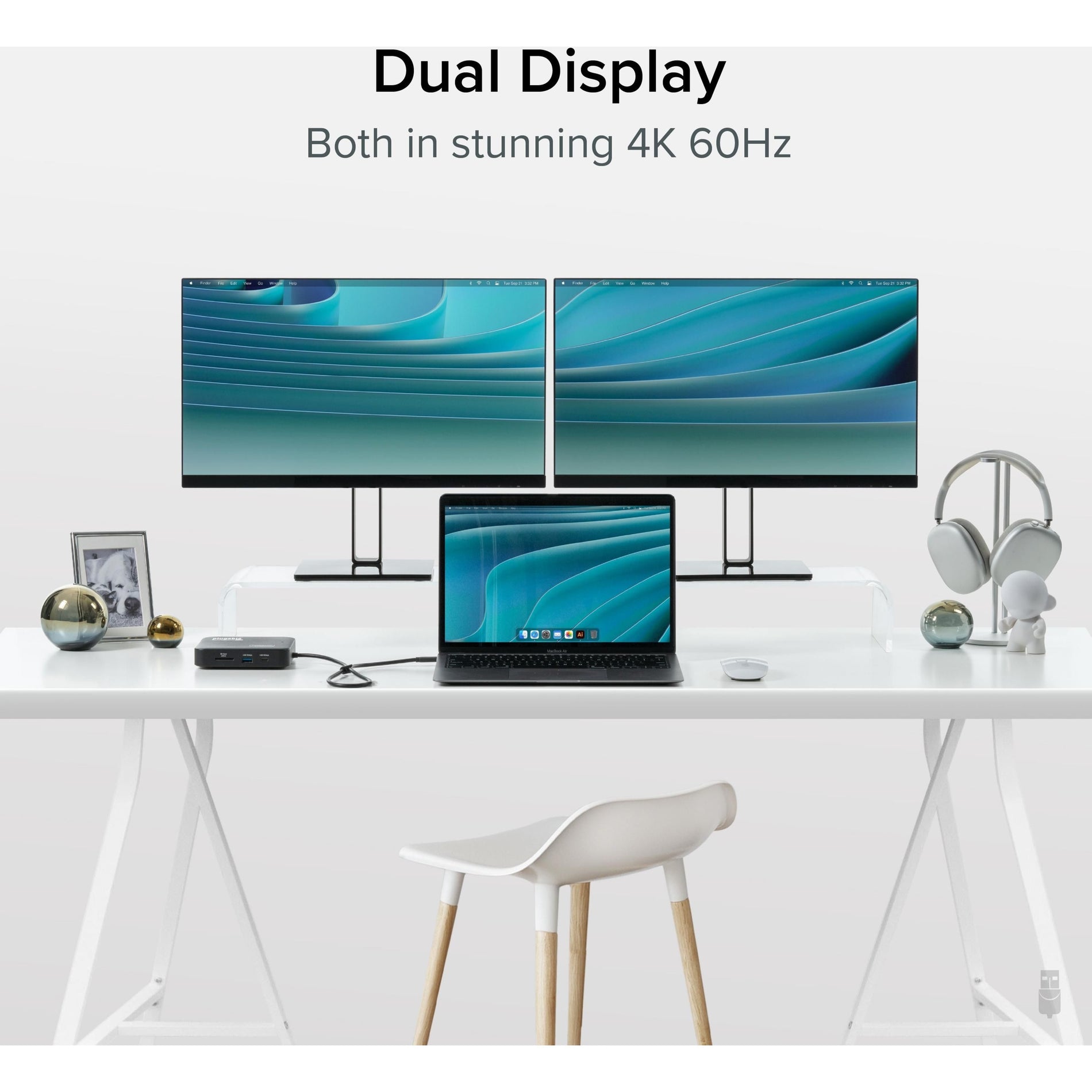 Plugable USBC-6950PDZ USB-C Dual HDMI Mini Docking Station, Extends to 4x Monitors, Compatible with Windows and Mac