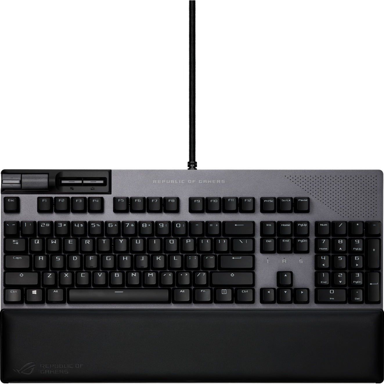 Asus ROG XA07STRIXFLAREIIANI/NXRD Strix Flare II Animate Gaming Keyboard, Hot-swappable, RGB LED, PBT Keycaps, Acoustic Dampening Foam, Media Controls, Wrist Rest