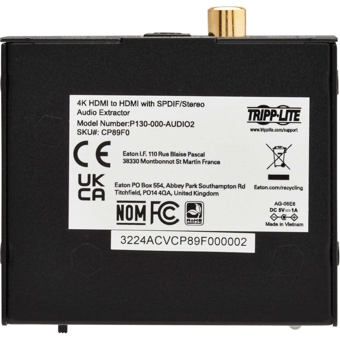 Tripp Lite P130-000-AUDIO2 4K HDMI Audio De-Embedder/Extractor, Signal Extractor for Enhanced Audio Experience