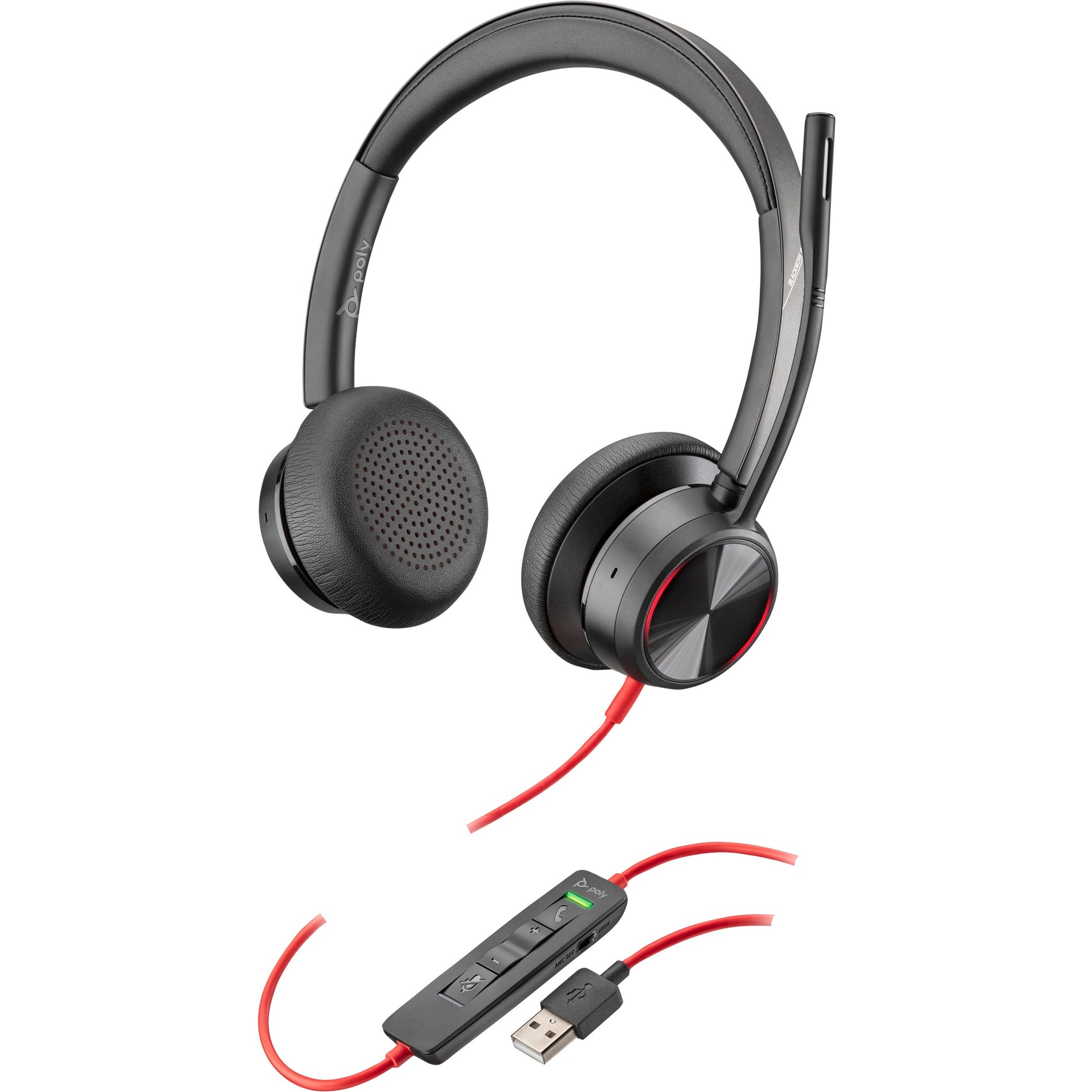 Poly 772K2AA Blackwire 8225 USB-A Headset, Stereo Sound, Noise Cancelling, Lightweight