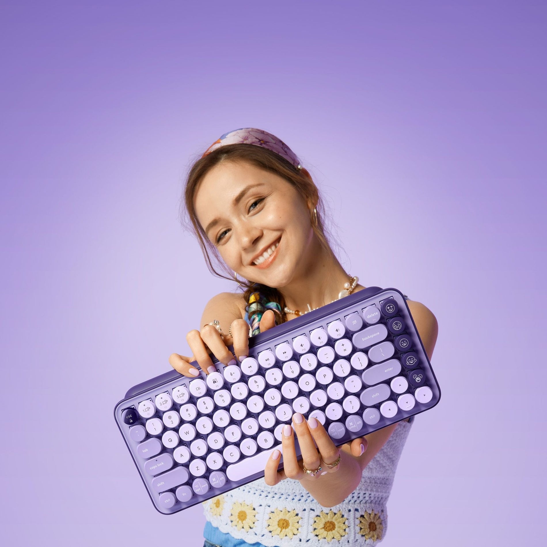 Logitech 920-011233 POP Keys Mechanical Wireless Keyboard - Cosmos, Customizable Emoji Keys, Bluetooth 5.1