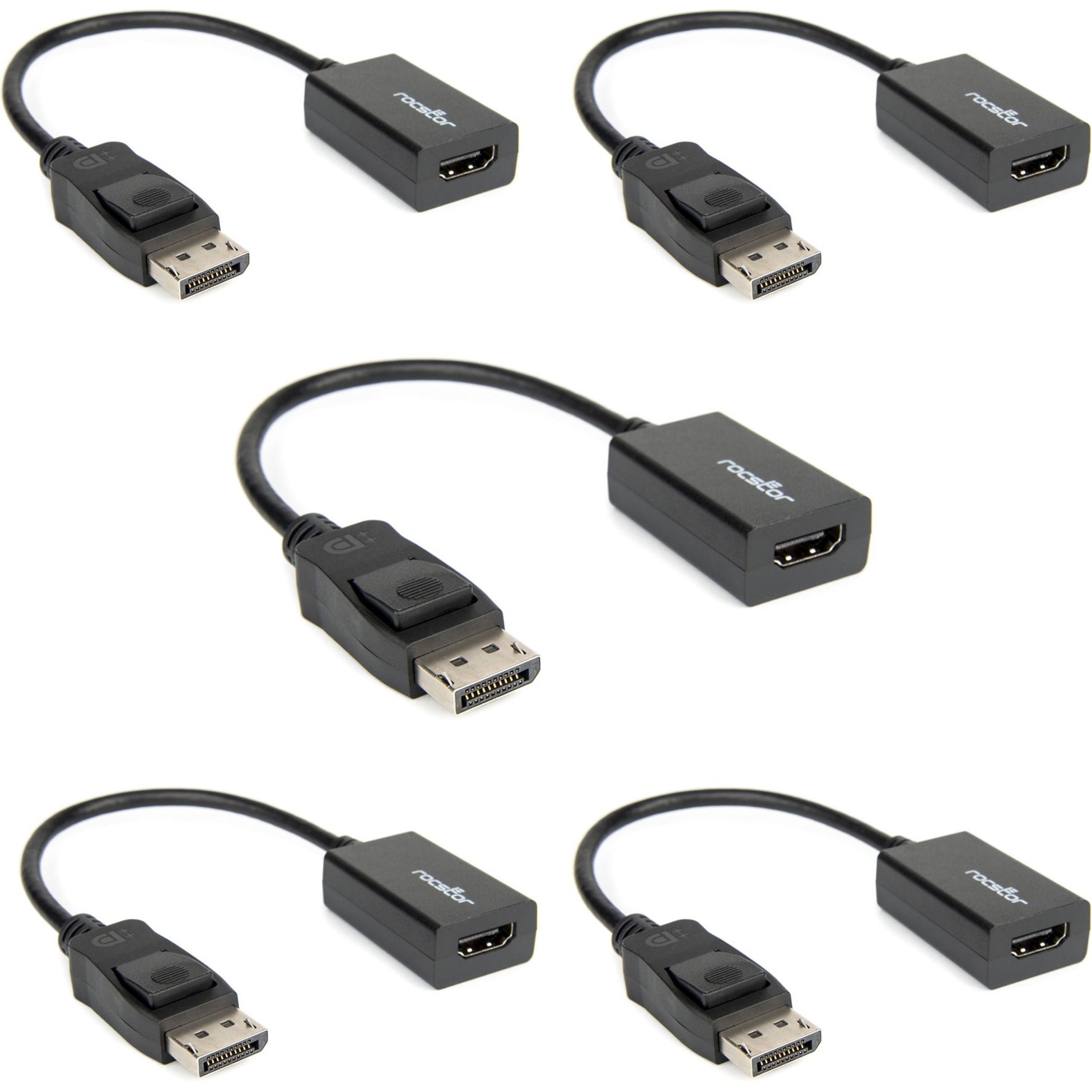 Rocstor Y10A101-B1-5PK DisplayPort/HDMI Audio/Video Adapter, Plug and Play, Lightweight