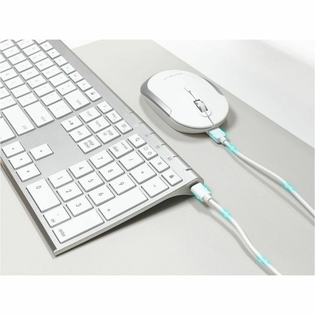 Macally ACEBTKEYACB Bluetooth Keyboard and Mouse for Mac, Rechargeable Battery, Quiet Keys, Ergonomic, Aluminum
