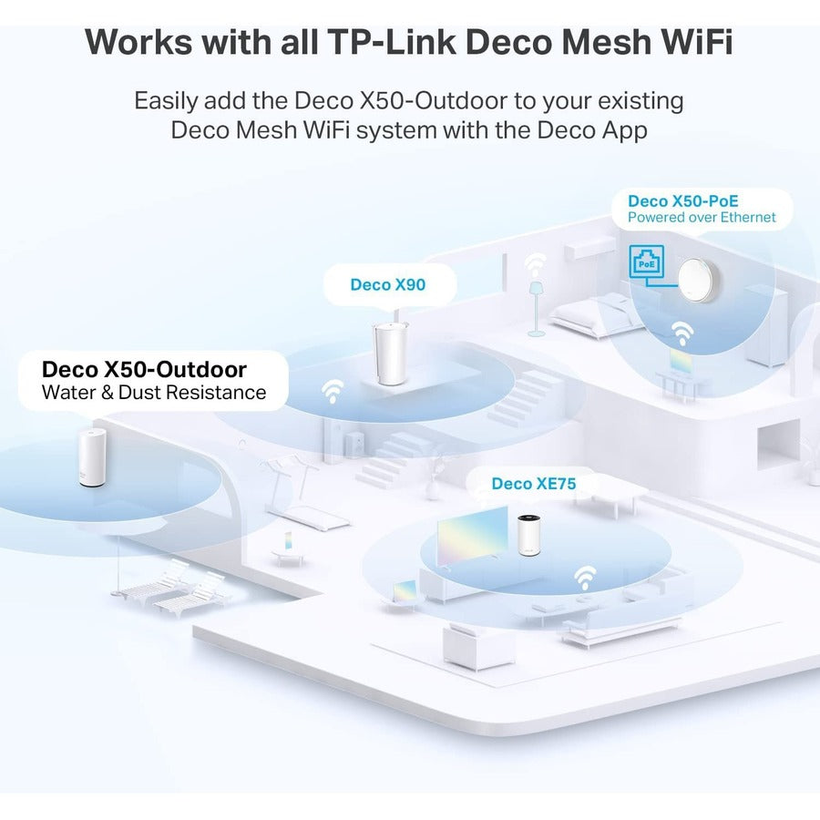TP-Link DECOX50OUTDOOR1PACK Deco X50-Outdoor1-pack Wireless Router, AX3000 Outdoor Whole Home Mesh WiFi 6 Unit