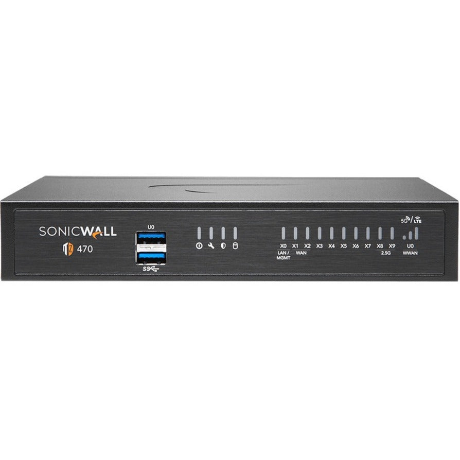 SonicWall 03-SSC-0738 TZ470 Network Security/Firewall Appliance, Enterprise/Business, 8 Ports, 448 MB/s Firewall Throughput, 192 MB/s VPN Throughput
