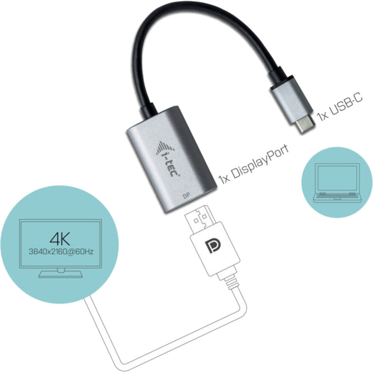 i-tec C31METALDP60HZ USB-C Metal Display Port Adapter 60Hz, External Graphic Adapter
