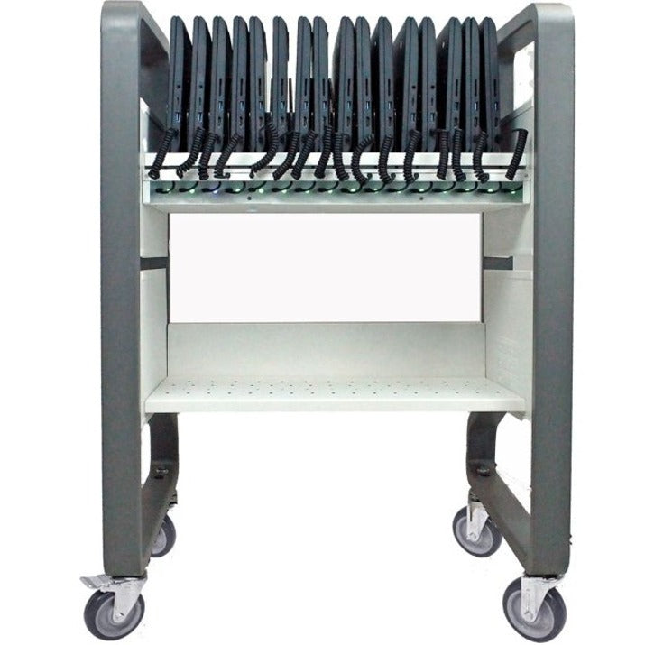 JAR Systems MC-4016-AIR Elevate Air USB-C Open Charging Cart 16, Durable Steel Construction, 16-Port USB-C Charging Hub, Locking Casters