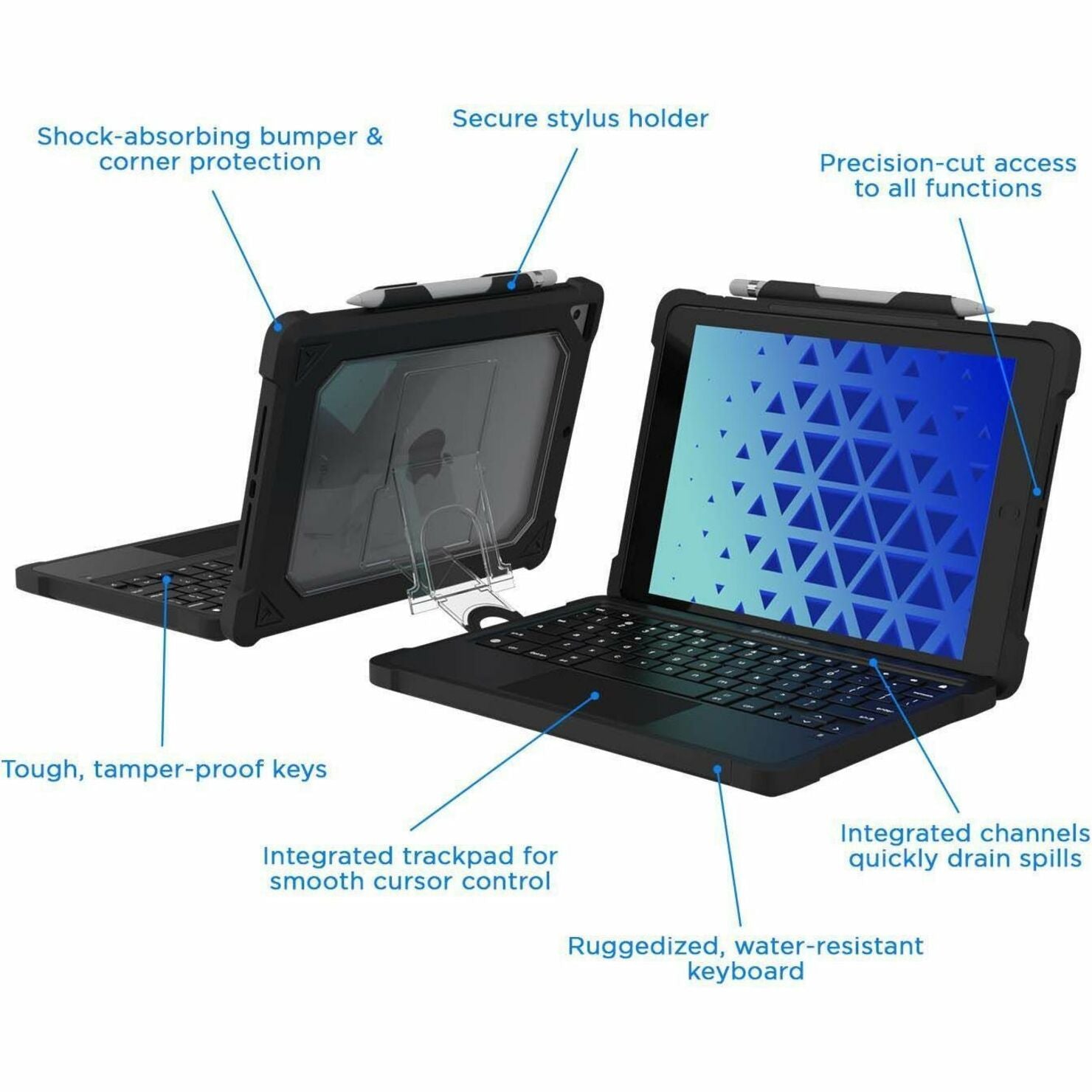 MAXCases AP-KCX-IP10-BLK Extreme KeyCase-T Tablet Case, Rugged Keyboard/Cover Case for iPad 10.9", Black