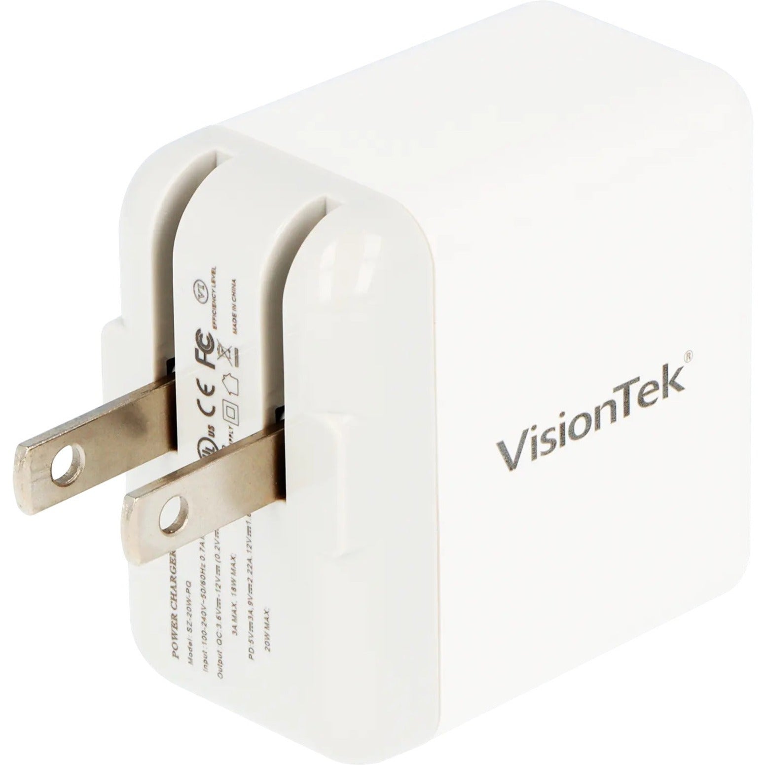 VisionTek 901553 AC Adapter, 20W USB-C Power Supply for Samsung Galaxy, Google Pixel, Apple iPad