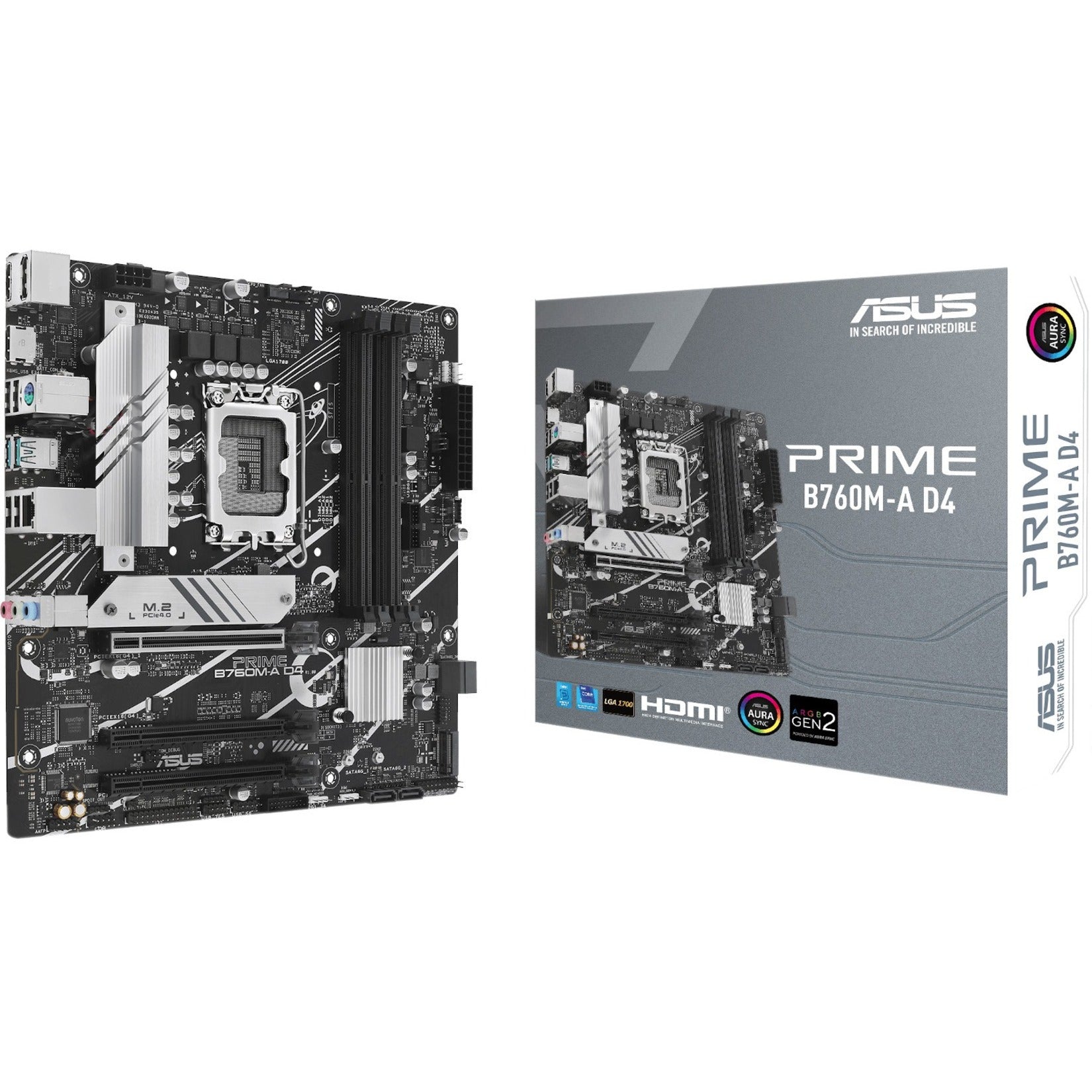 Asus PRIMEB760M-AD4 Prime B760M-A D4 Desktop Motherboard - Intel B760 Chipset - Micro ATX, Socket LGA-1700