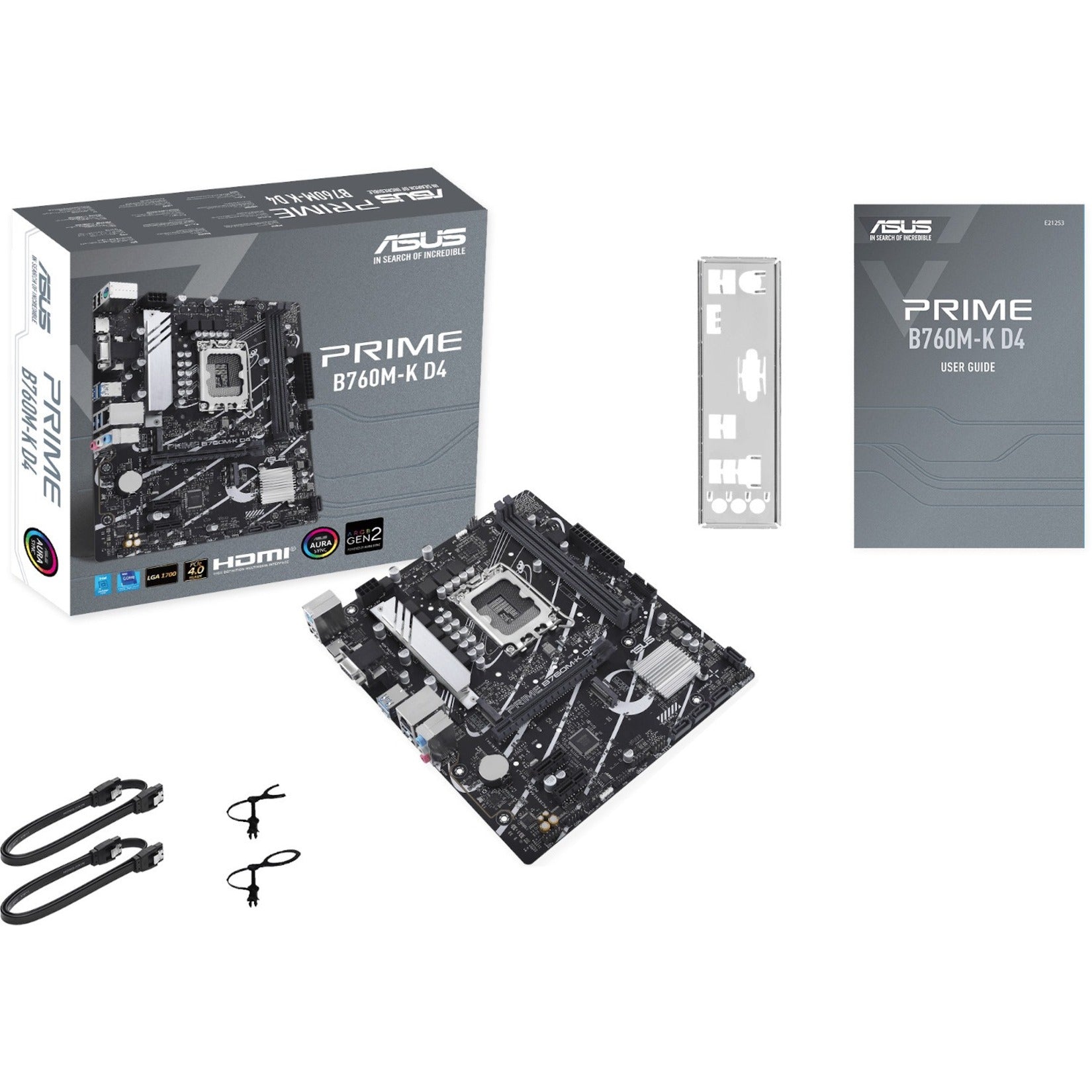 Asus PRIMEB760M-KD4 Prime B760M-K D4 Desktop Motherboard - Intel B760 Chipset, Socket LGA-1700, Intel Optane Memory Ready, Micro ATX