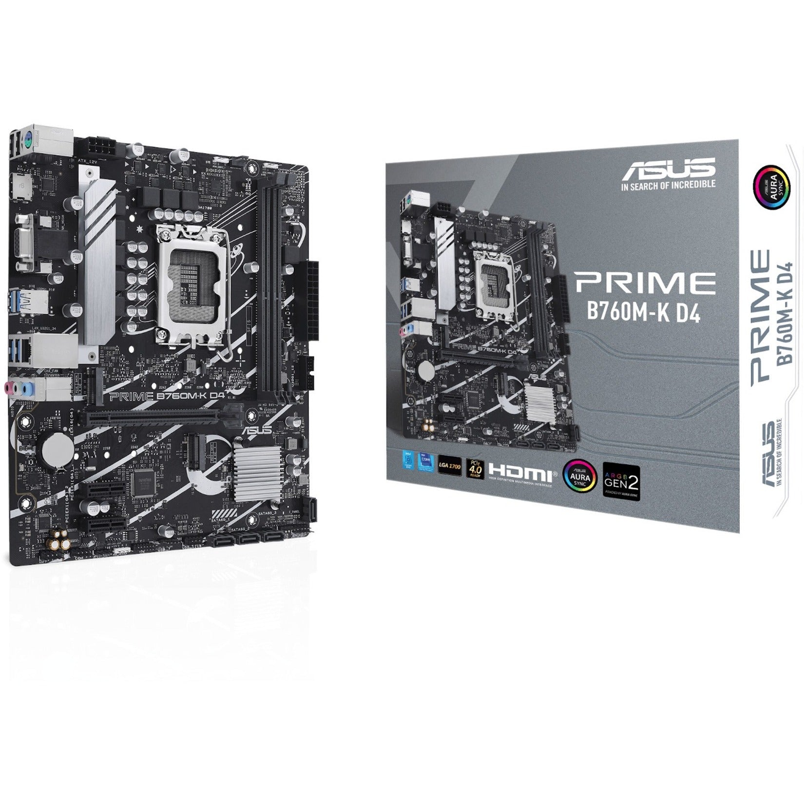 Asus Prime B760M-K D4 Desktop Motherboard - Intel B760 Chipset - Socket LGA-1700 - Intel Optane Memory Ready - Micro ATX (PRIMEB760M-KD4)