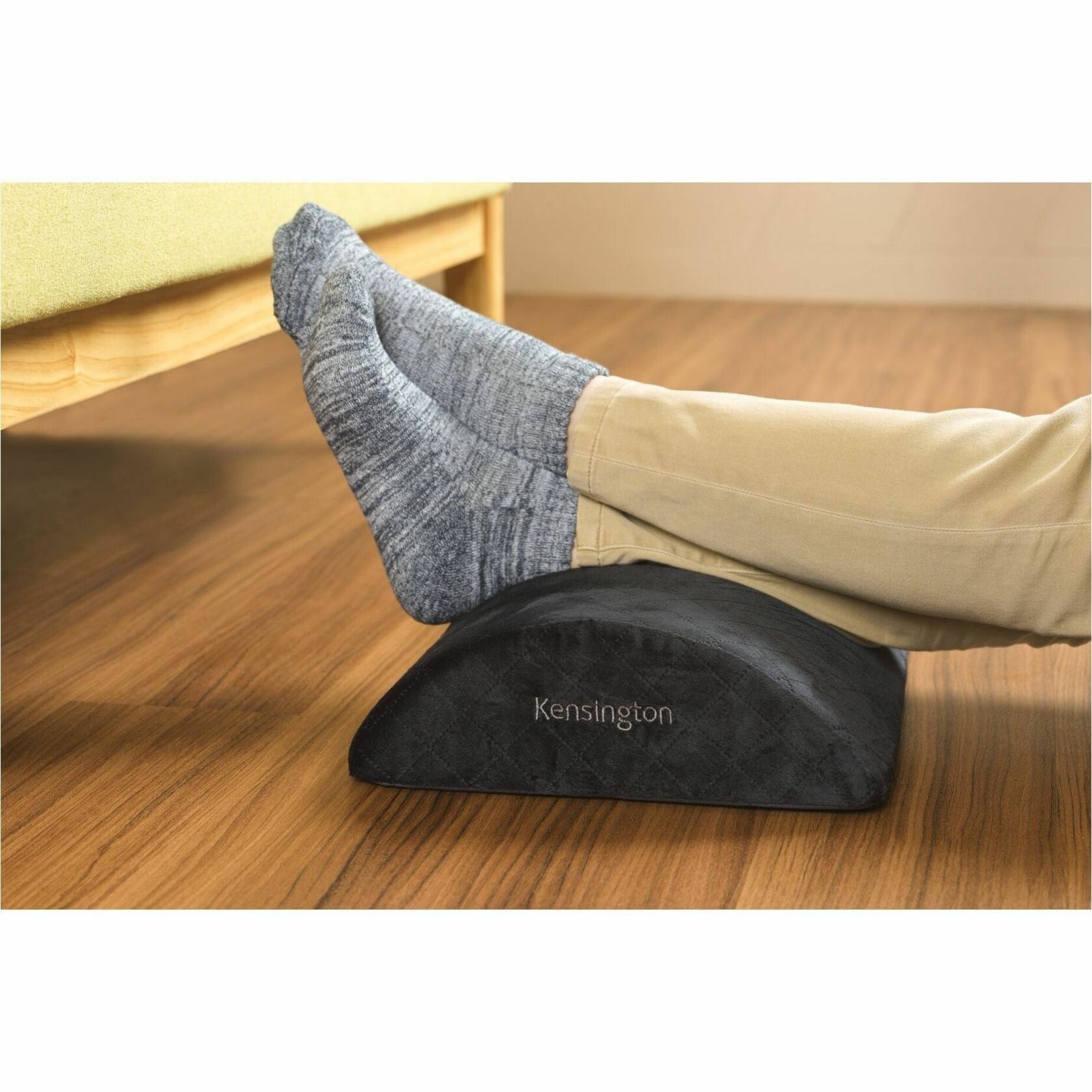 Kensington K56100WW Premium Comfort Soft Footrest, Comfortable, Machine Washable Cover, Non-skid Base, Black