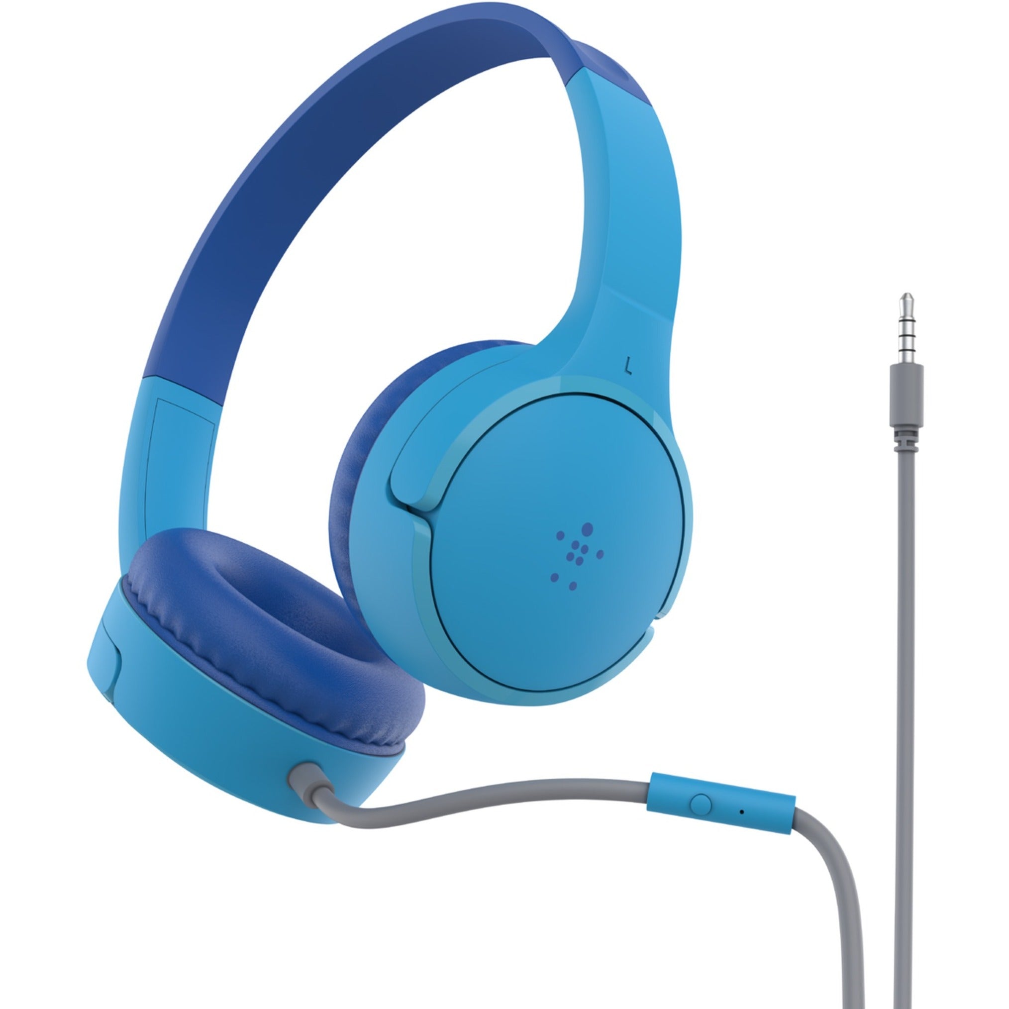 Belkin AUD004BTBL SoundForm Mini Wired On-Ear Headphones for Kids, Binaural, Blue, Comfortable, Adjustable Headband, Volume Limiter