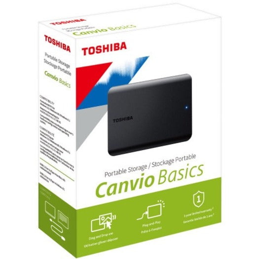 Toshiba HDTB520XK3AA Canvio Basics Hard Drive, 2TB, USB 3.0, Black