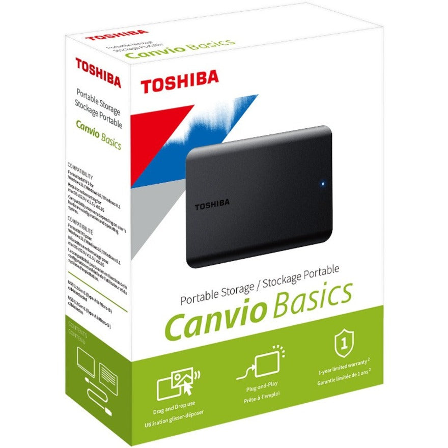 Toshiba HDTB540XK3CA Canvio Basics Portable Hard Drive, 4TB, USB 3.0, Matte Black
