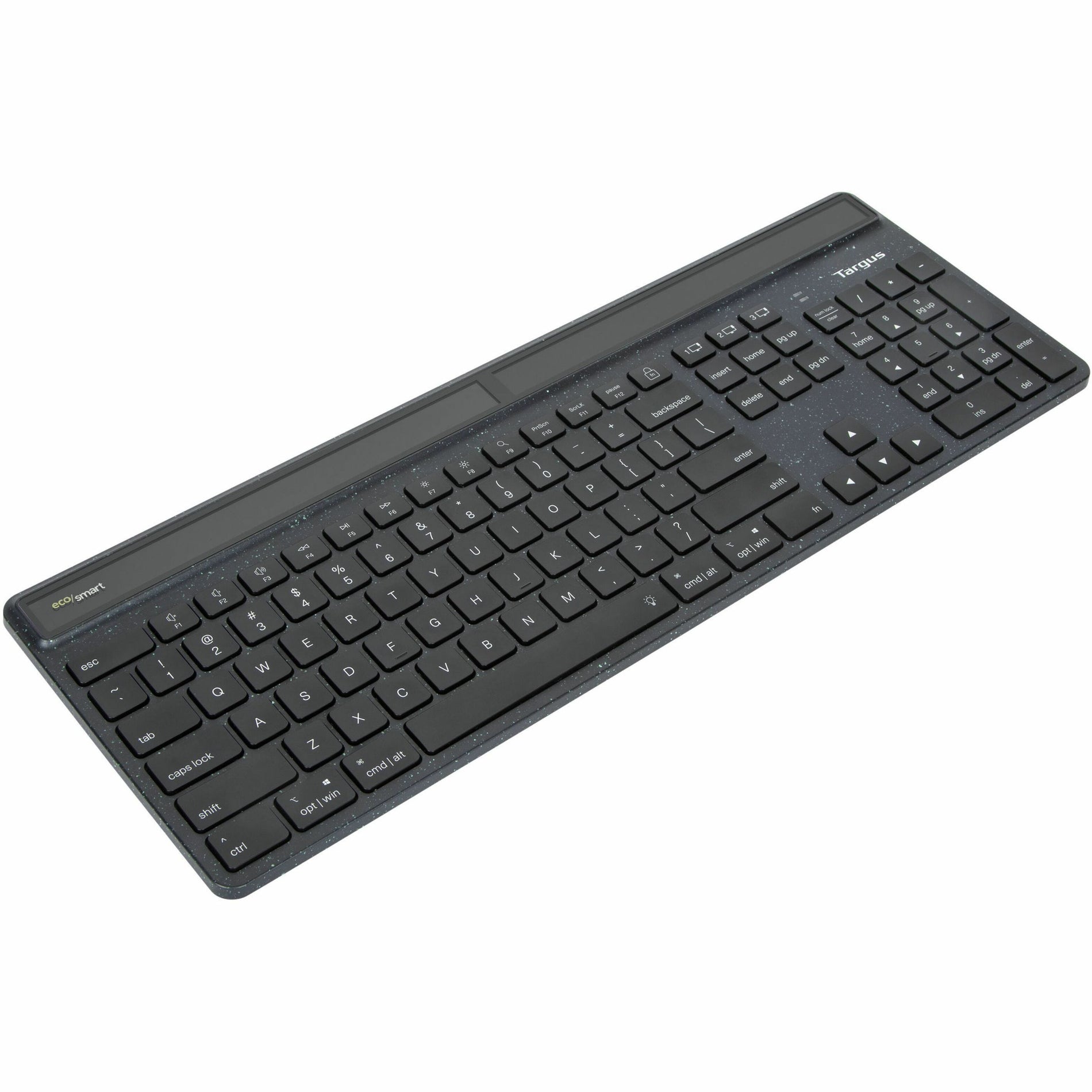 Targus AKB868US Sustainable Energy Harvesting EcoSmart Keyboard, Wireless Bluetooth, Backlit, Rechargeable Battery