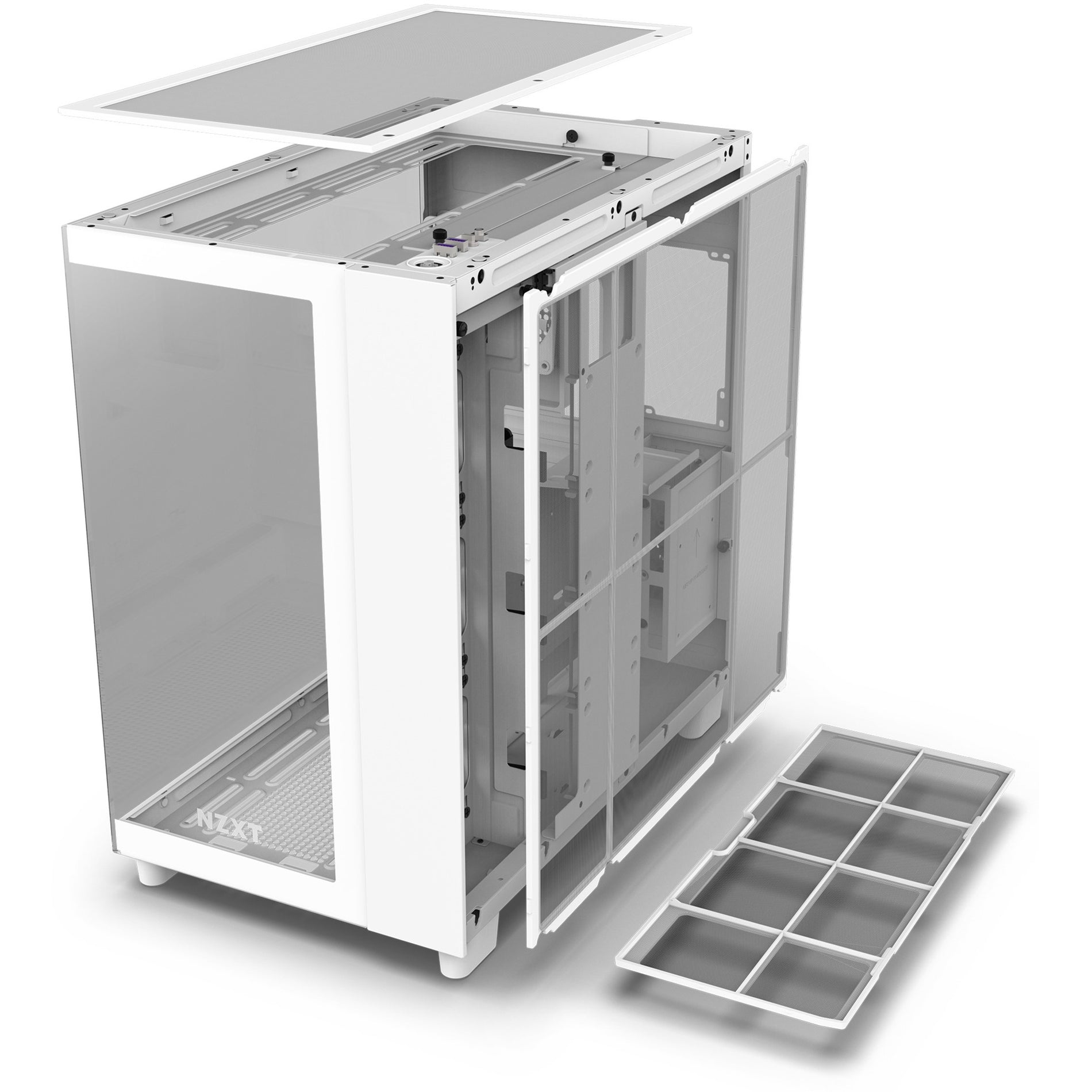 NZXT CM-H91FW-01 H9 Flow Dual-Chamber Mid-Tower Airflow Case, Matte White, 8 Expansion Bays, 7 Expansion Slots