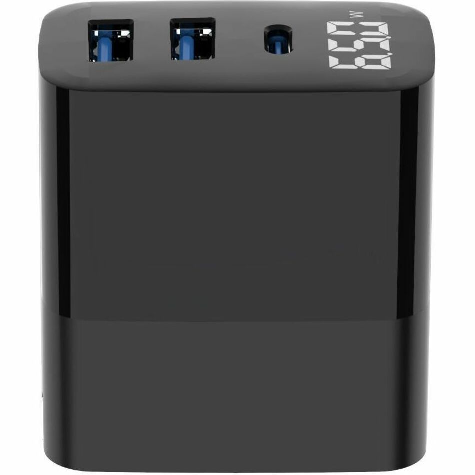 4XEM 4XGAN01130WB 30W Wall Charger Triple Output w/ Display - Black, USB Type-C Compatible, 3A Maximum Output Power