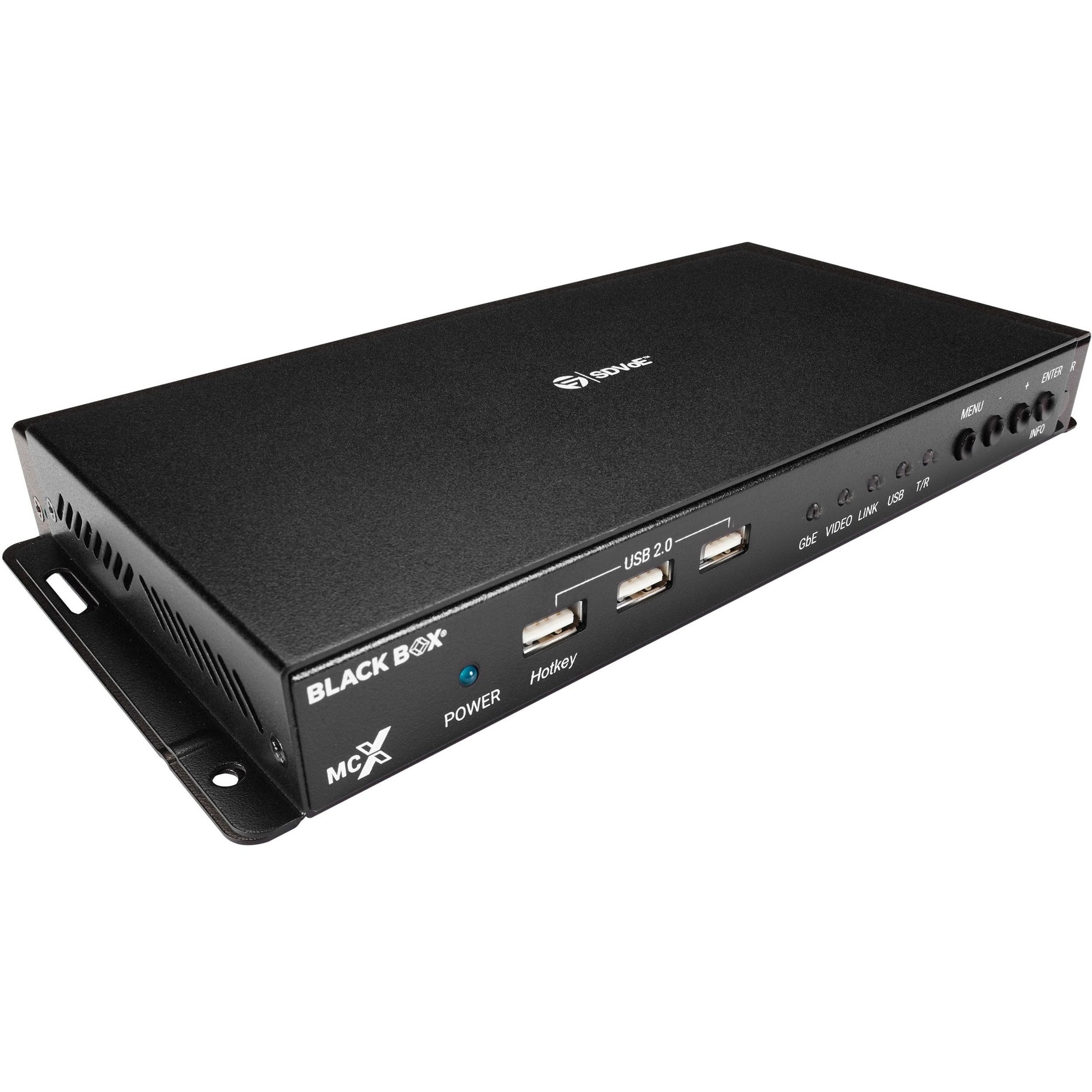 Black Box MCXG2TD11 MCX G2 DisplayPort Copper/Fiber Transcoder, 2 Year Warranty, TAA Compliant, USB, HDMI, DisplayPort, Audio Line Out, Network (RJ-45), Video Transcoder, 4096 x 2160 Resolution, PC Platform Supported