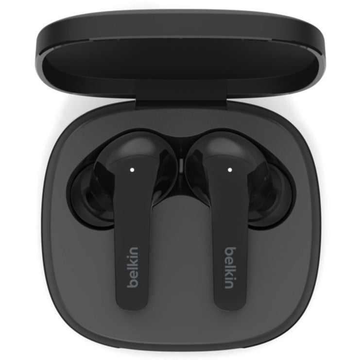 Belkin AUC006BTBK SOUNDFORM Flow Noise Cancelling Earbuds, Wireless Bluetooth 5.2 Earset with Charging Case, Touch Control, and Active Noise Canceling