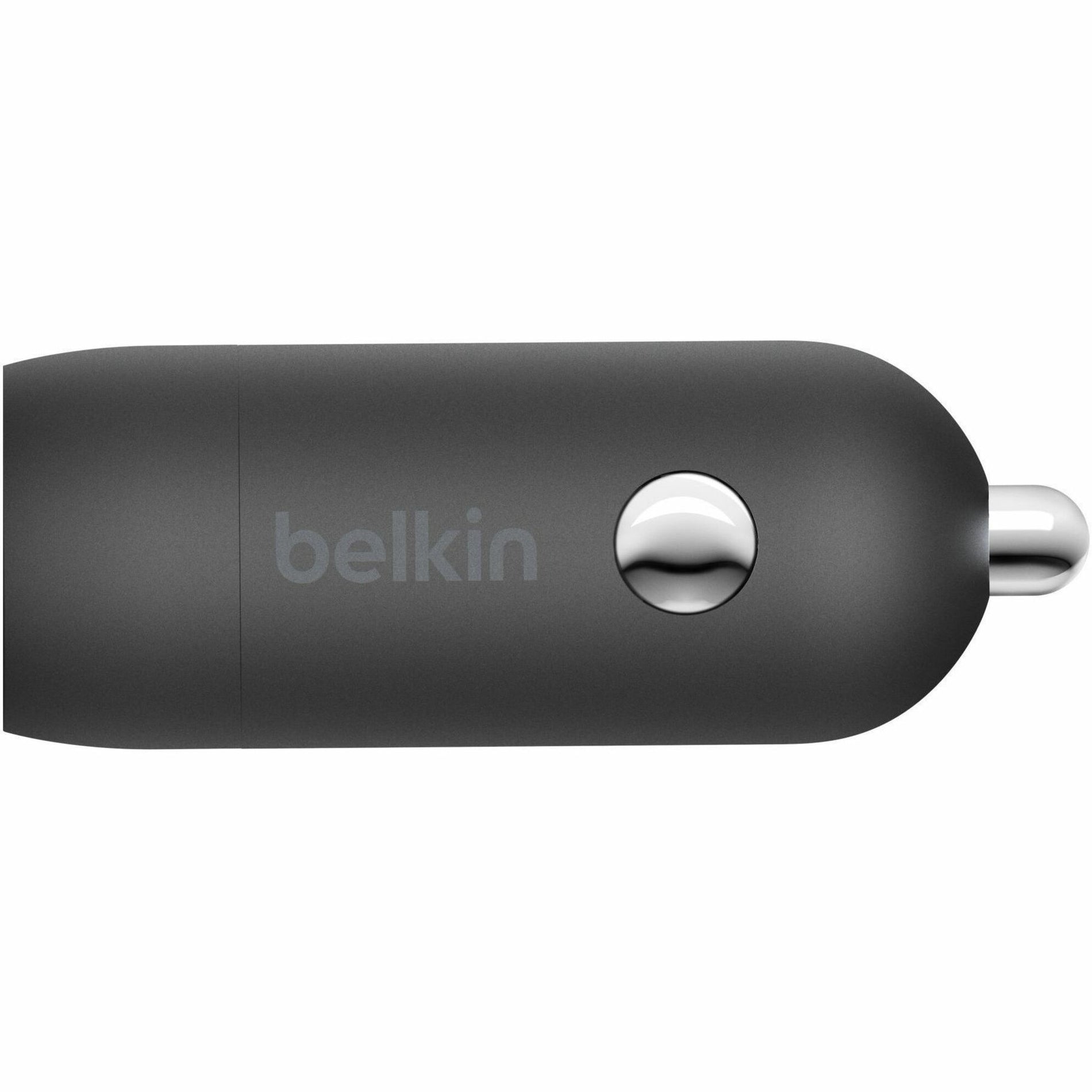 Belkin CCA004BT1MBK-B6 BoostCharge Auto Adapter, Fast Charging, 30W Power, USB Type-C, Black