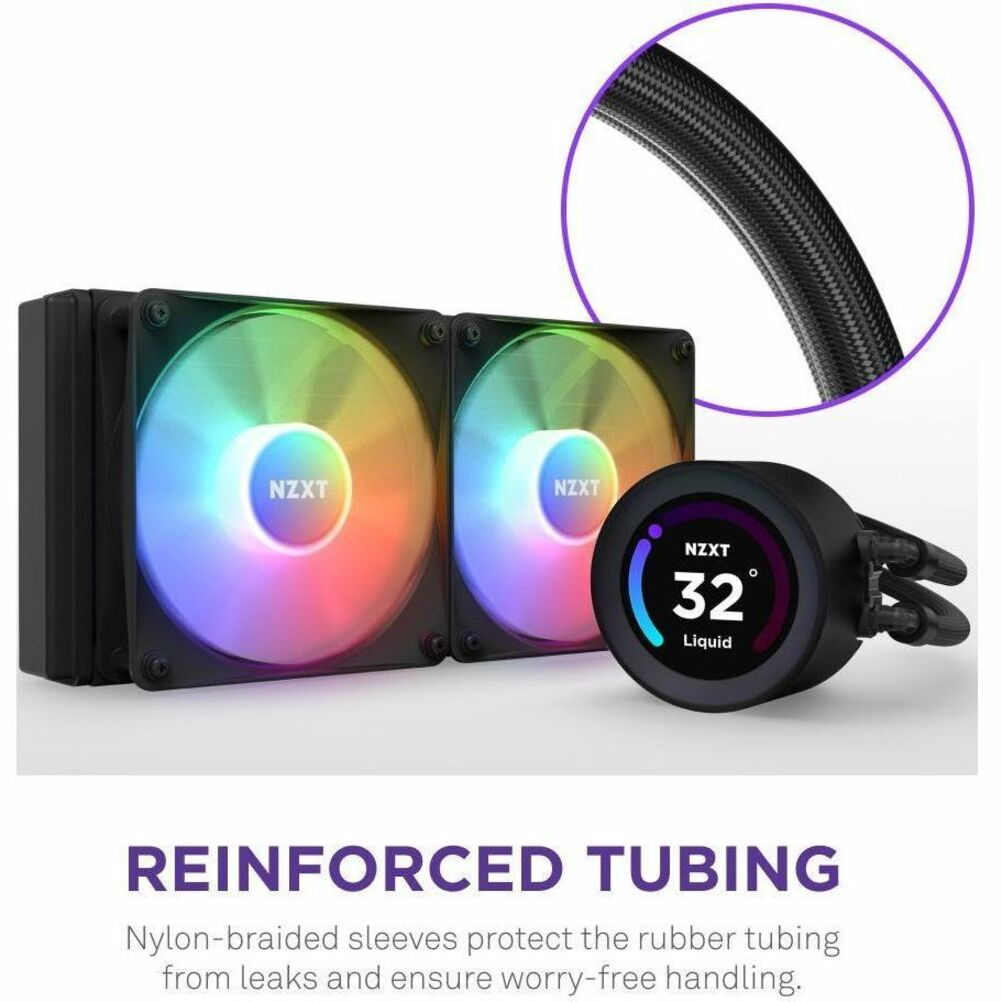 NZXT RL-KR24E-B1 Kraken Elite 240 RGB Cooling Fan/Radiator/Water Block/Pump, Compatible with Intel and AMD Processors, RGB LED, Fluid Dynamic Bearing, PWM Connector
