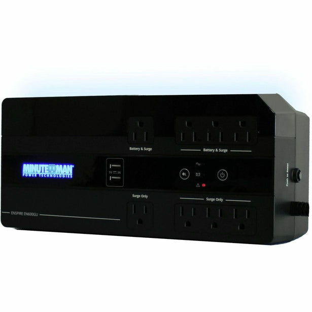 Minuteman EN600GU Enspire-G 600VA Wall/Desktop/Floor Mountable UPS, Energy Star, USB Ports, LED Display