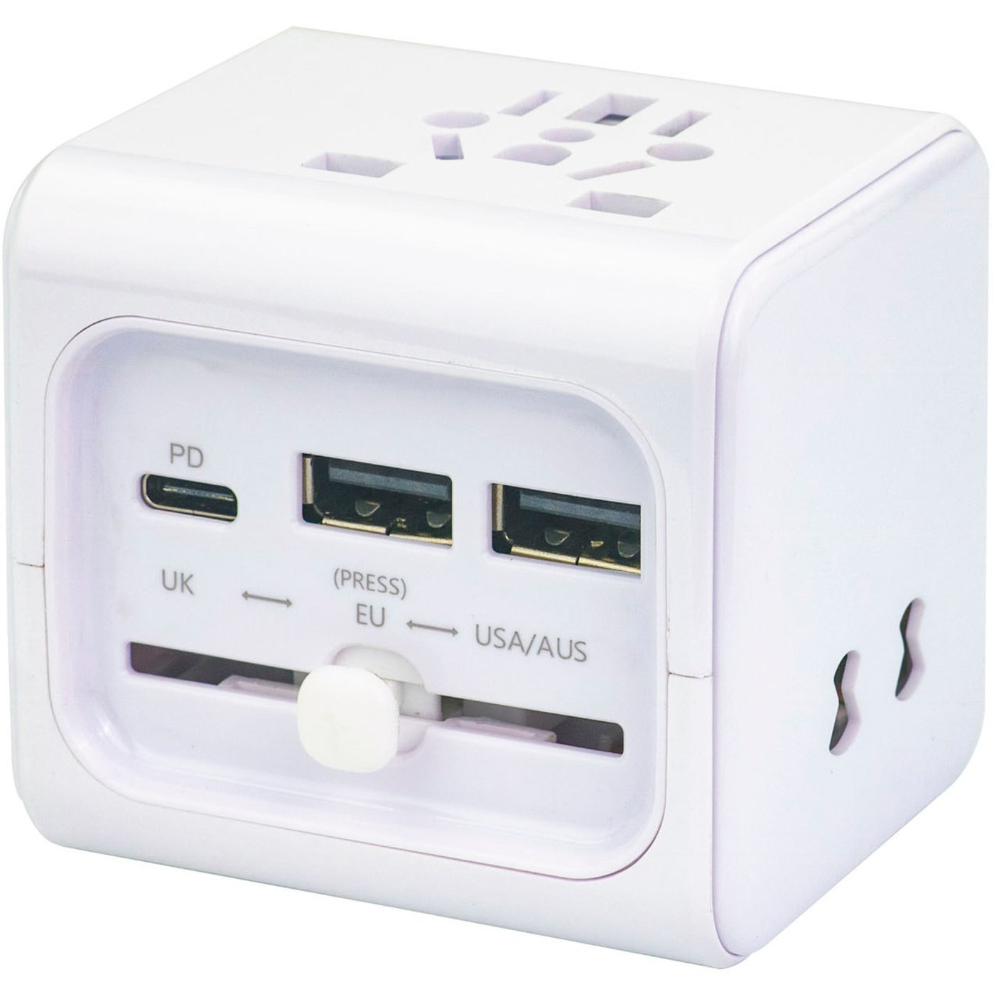 QVS PA-C5 Premium World Travel Power Adaptor with USB-C & Dual-USB Charger Ports, Universal Adapter, 1500W Max Power