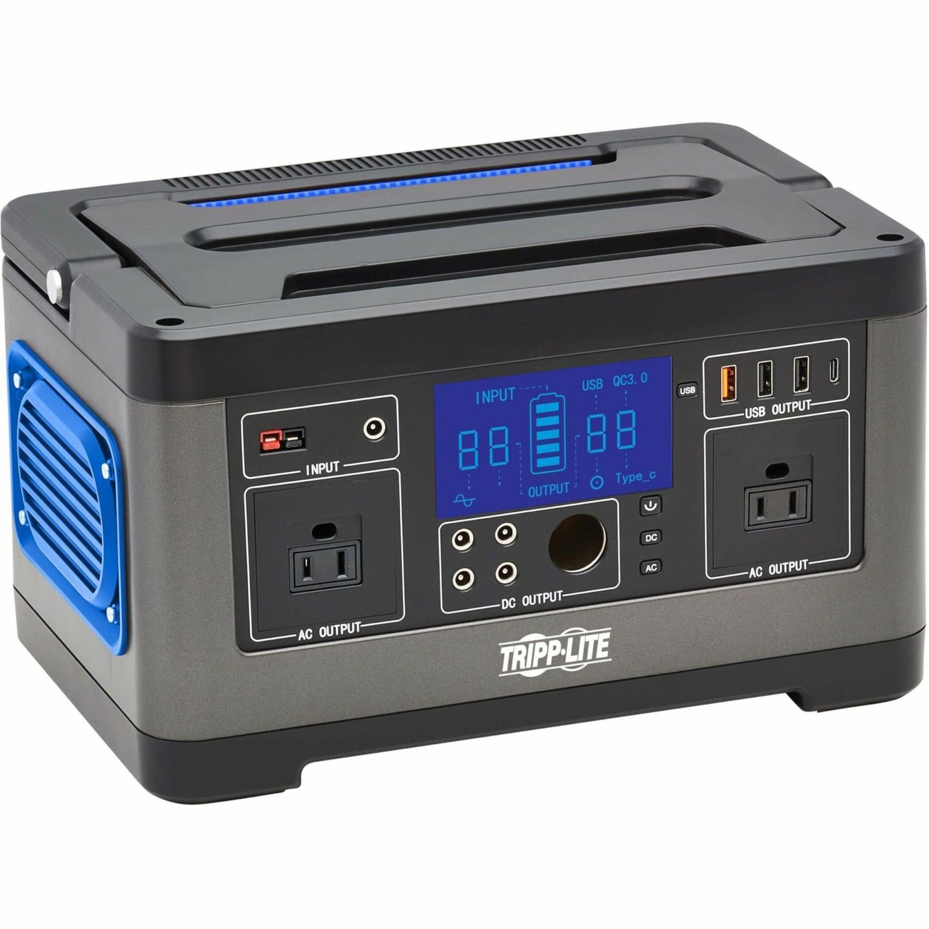 Tripp Lite GC500L Portable Power Station 500W, Lithium-Ion (NMC), AC, DC, USB-A, USB-C, QC 3.0