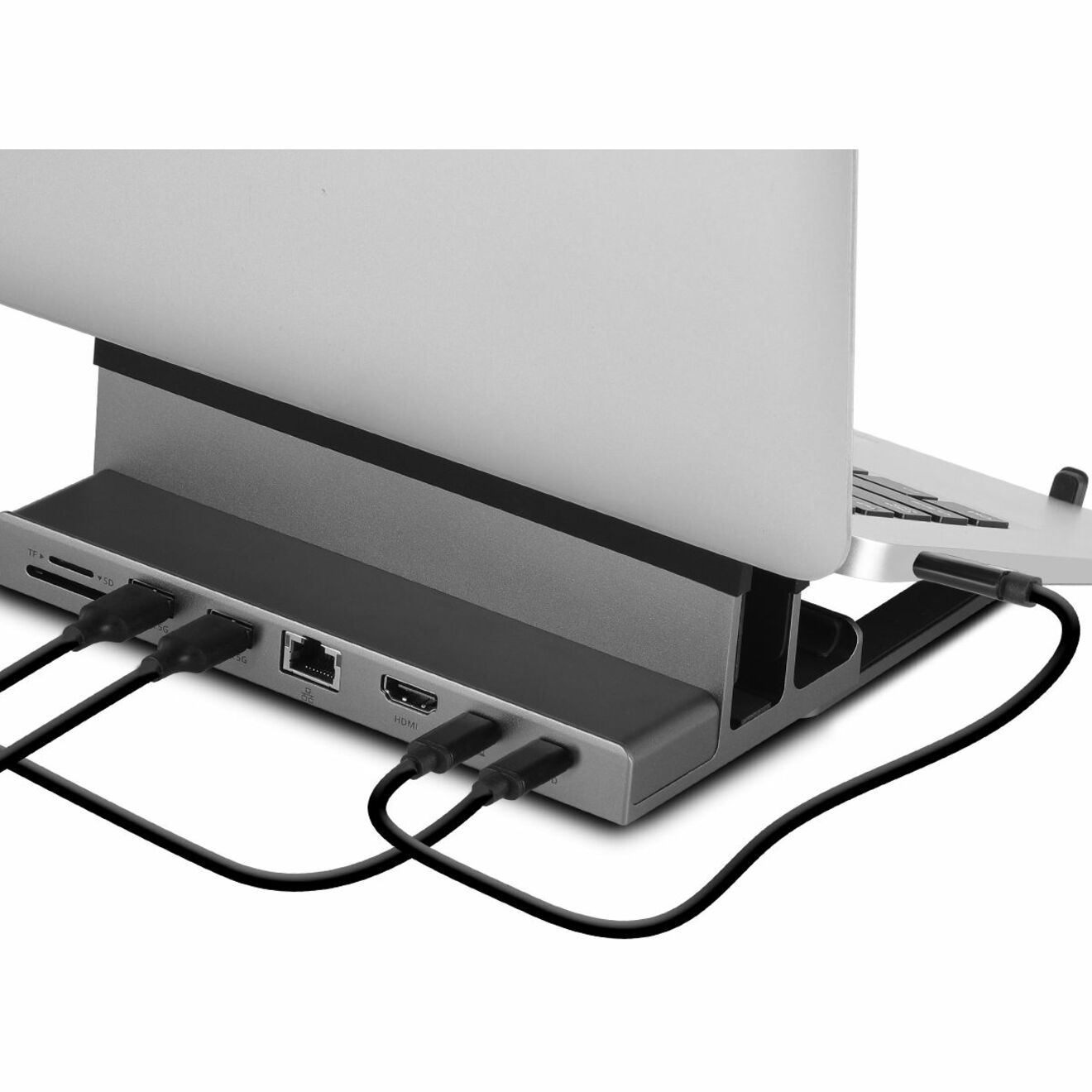 SIIG CE-MTDK21-S1 USB-C Laptop Stand W/ 4K Docking Station, 2 Year Warranty, Compatible with Windows, Mac, and More