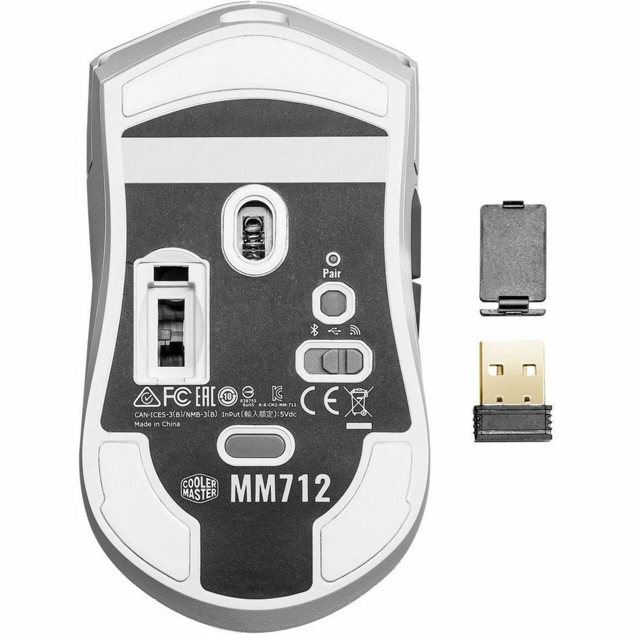 Cooler Master MM-712-WWOH1 MM712 Gaming Maus Wiederaufladbar 19000 dpi Bluetooth 5.1 Weiß 