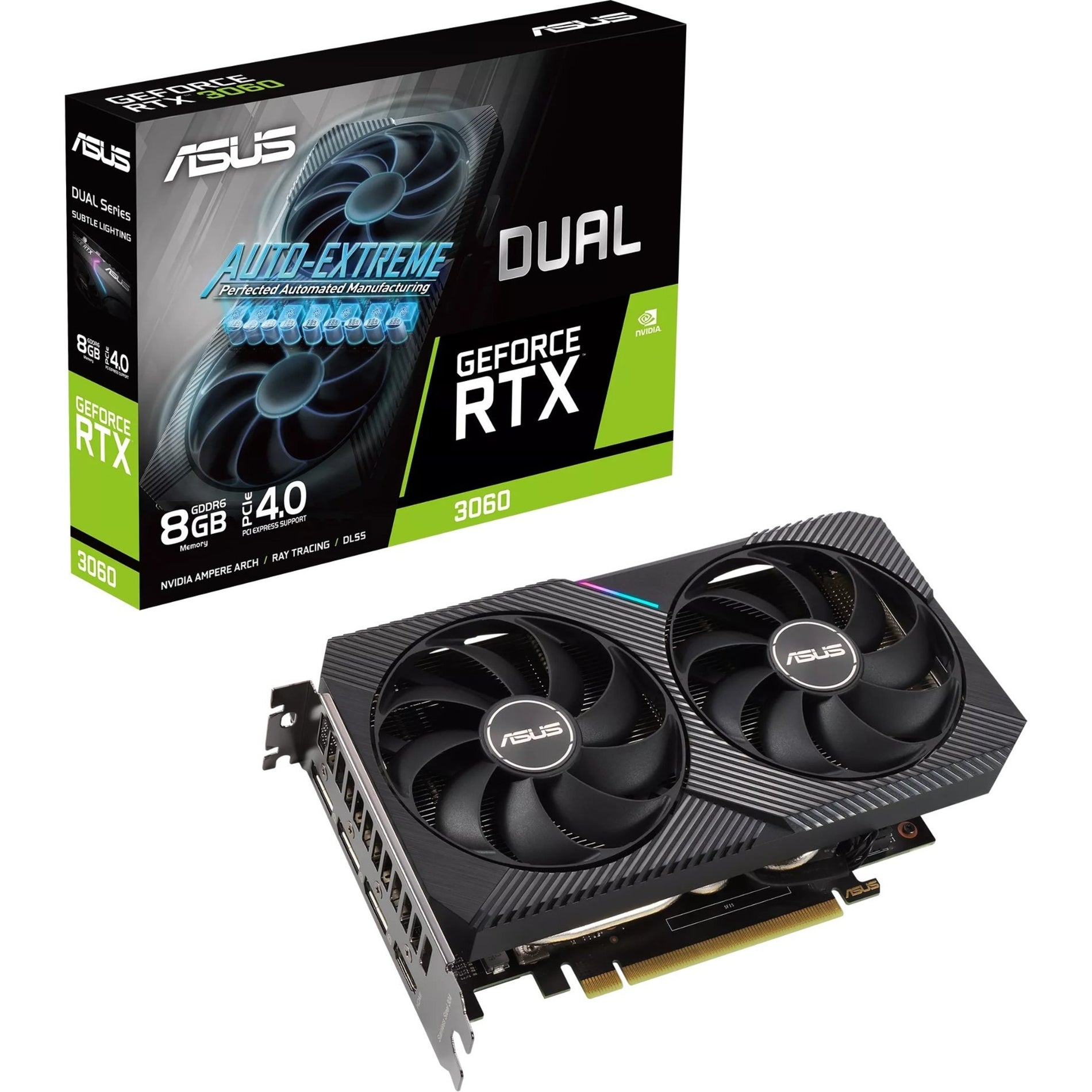 Asus DUAL-RTX3060-8G Dual GeForce RTX 3060 8GB GDDR6 Graphic Card, 4K Gaming and VR Ready