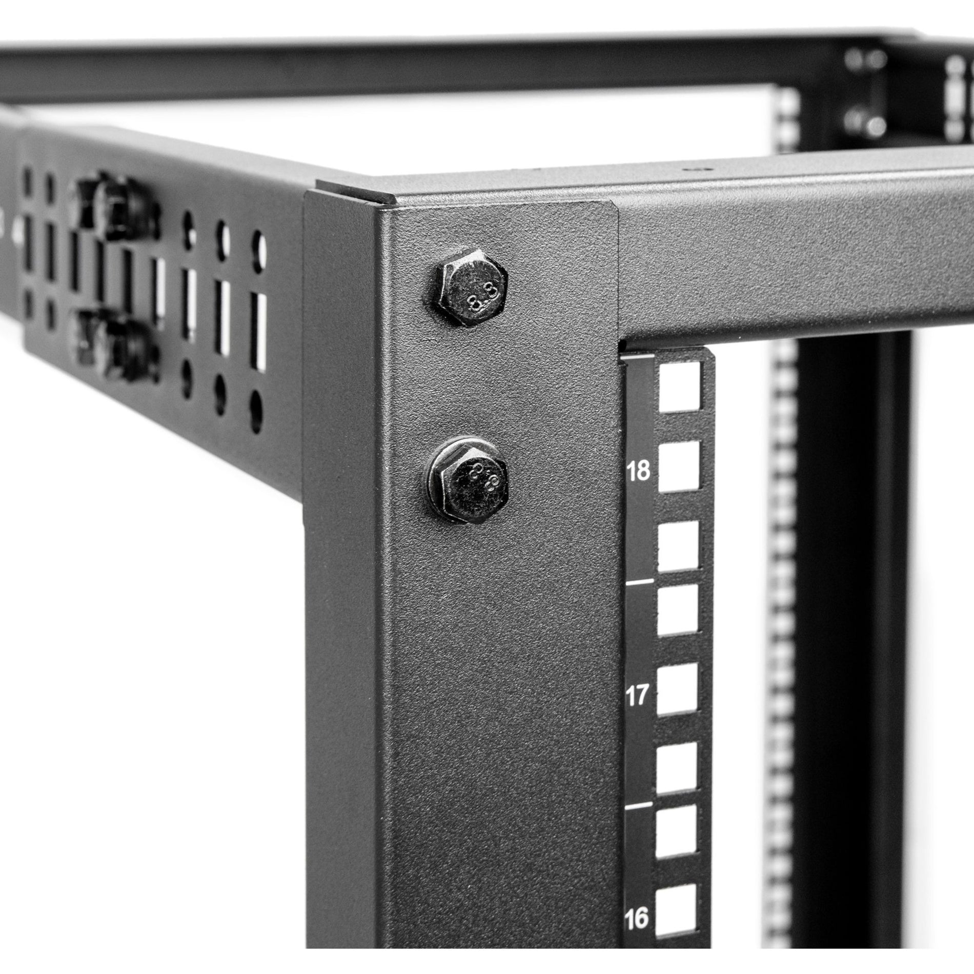 Rocstor Y10E023-B1 SolidRack 18U Open Frame Rack - Adjustable Depth, Casters, Cable Management